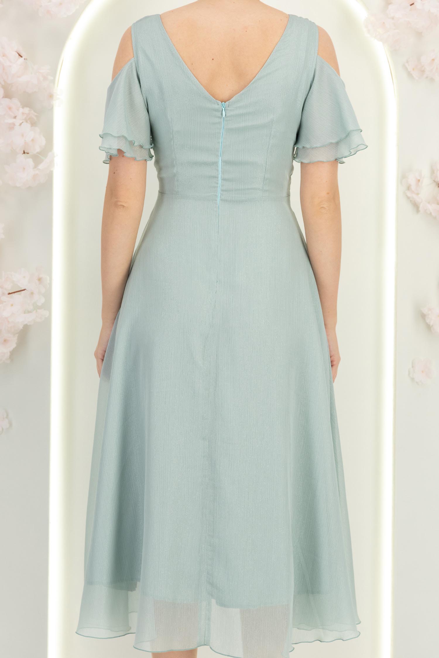 Rochie din voal cu fir lame mint midi in clos - StarShinerS 7 - StarShinerS.ro