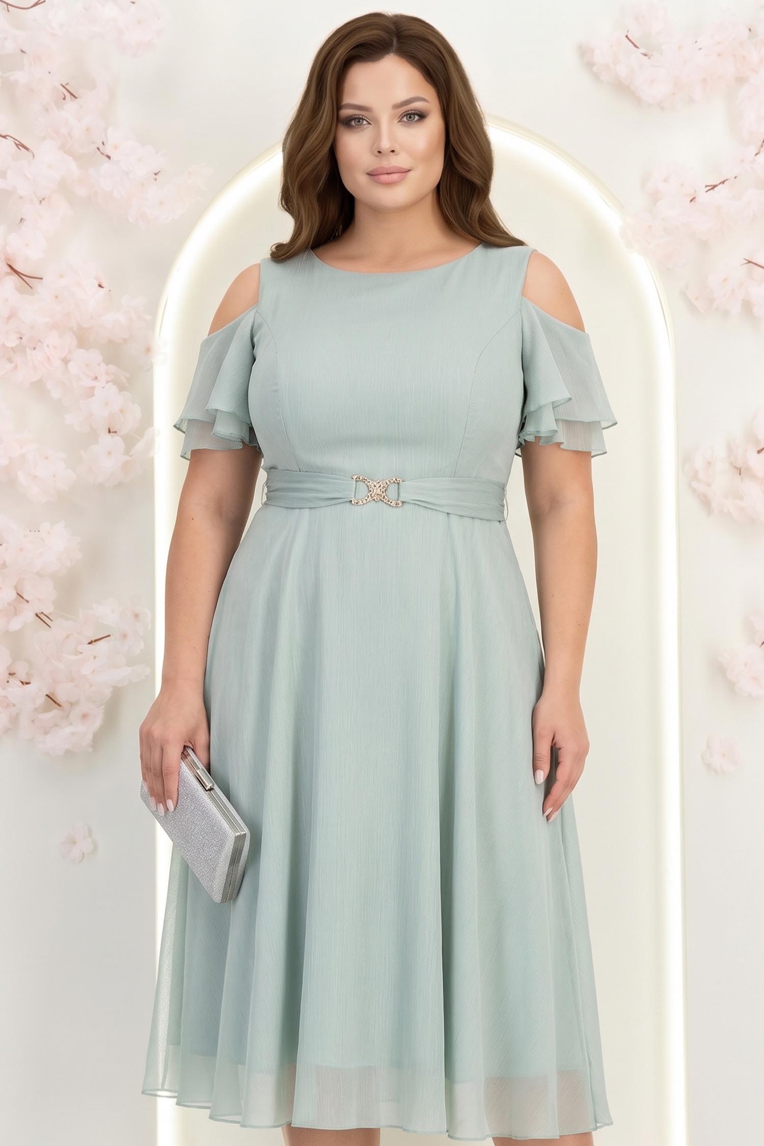 Rochie din voal cu fir lame mint midi in clos - StarShinerS 1 - StarShinerS.ro