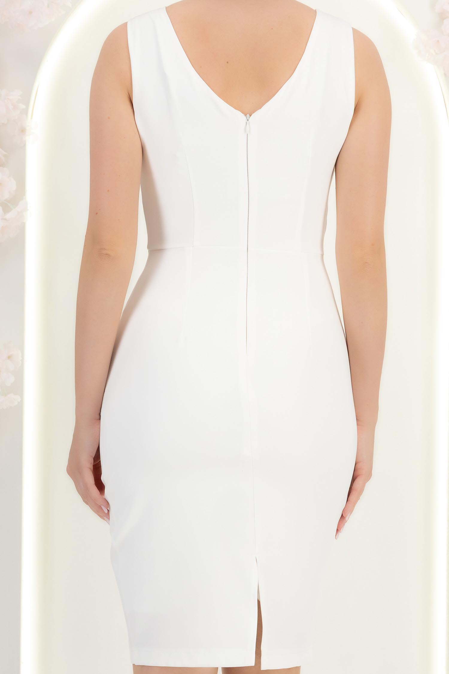 Rochie alba pana la genunchi tip creion - StarShinerS 6 - StarShinerS.ro