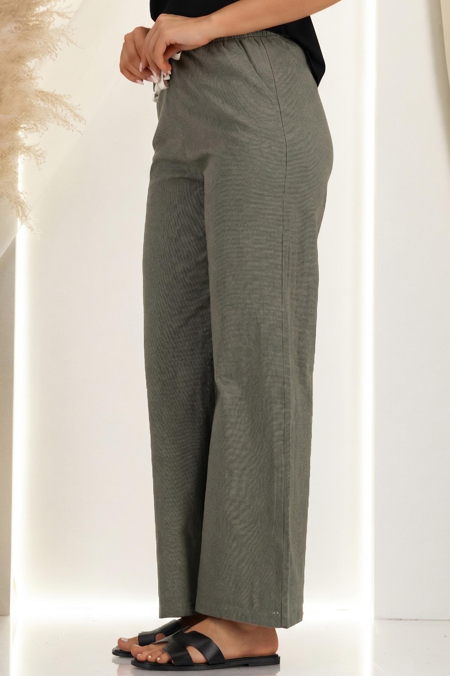 Pantaloni din bumbac kaki cu un croi drept si buzunare laterale 3 - StarShinerS.ro