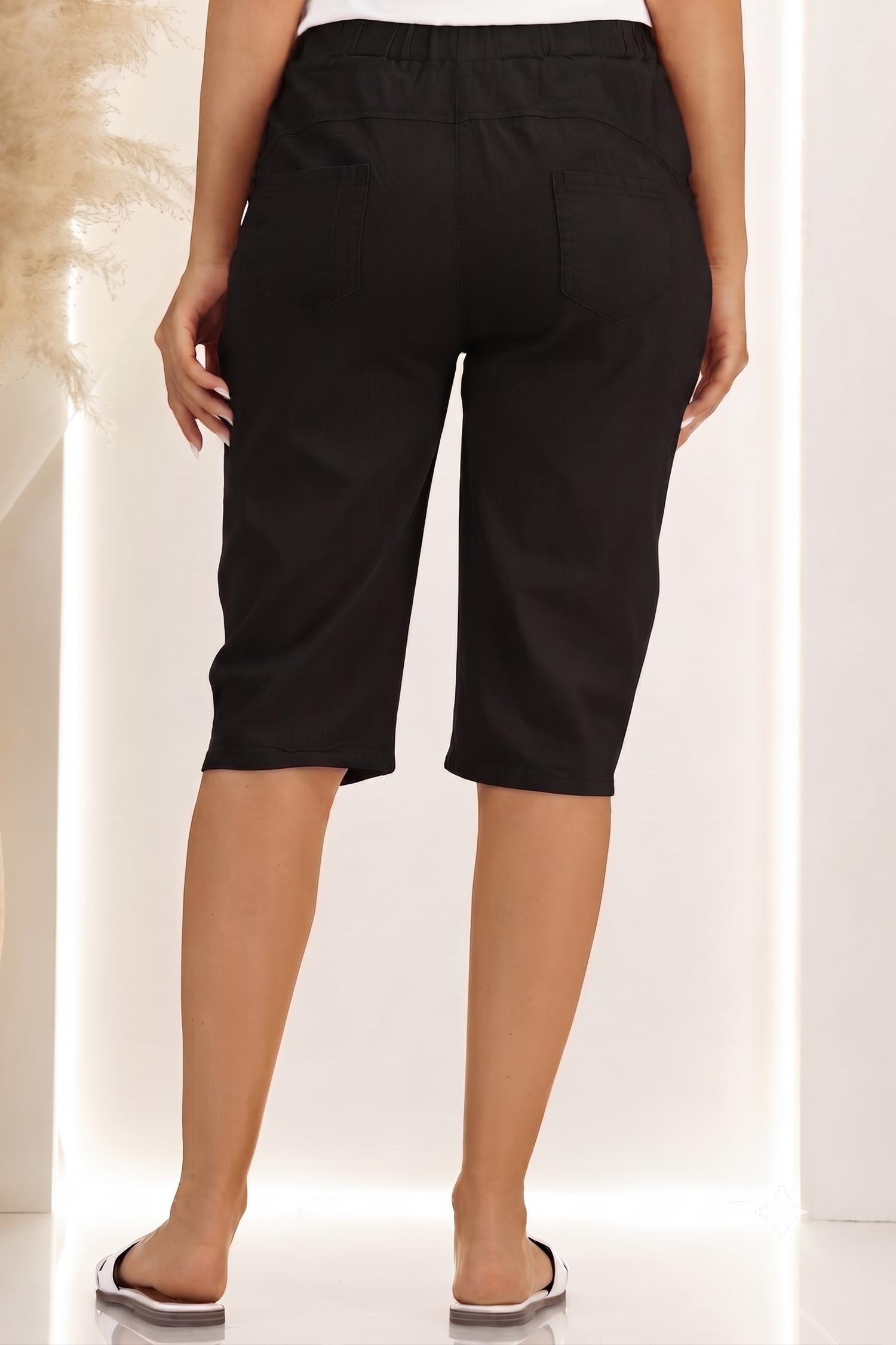 Pantaloni din bumbac negri până la genunchi skinny cu buzunare 4 - StarShinerS.ro