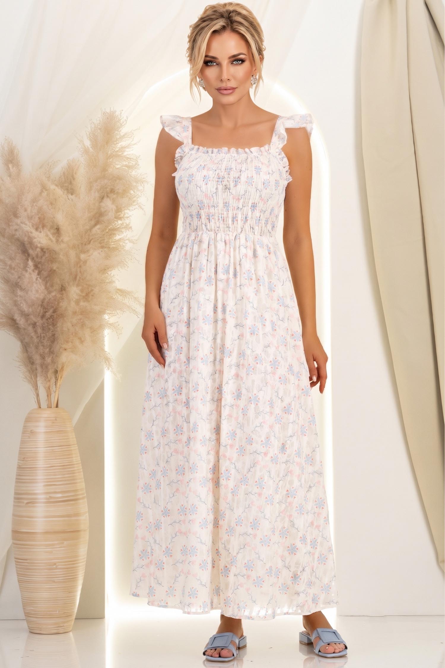 Rochie din material fin la atingere ivoire lunga in clos 2 - StarShinerS.ro