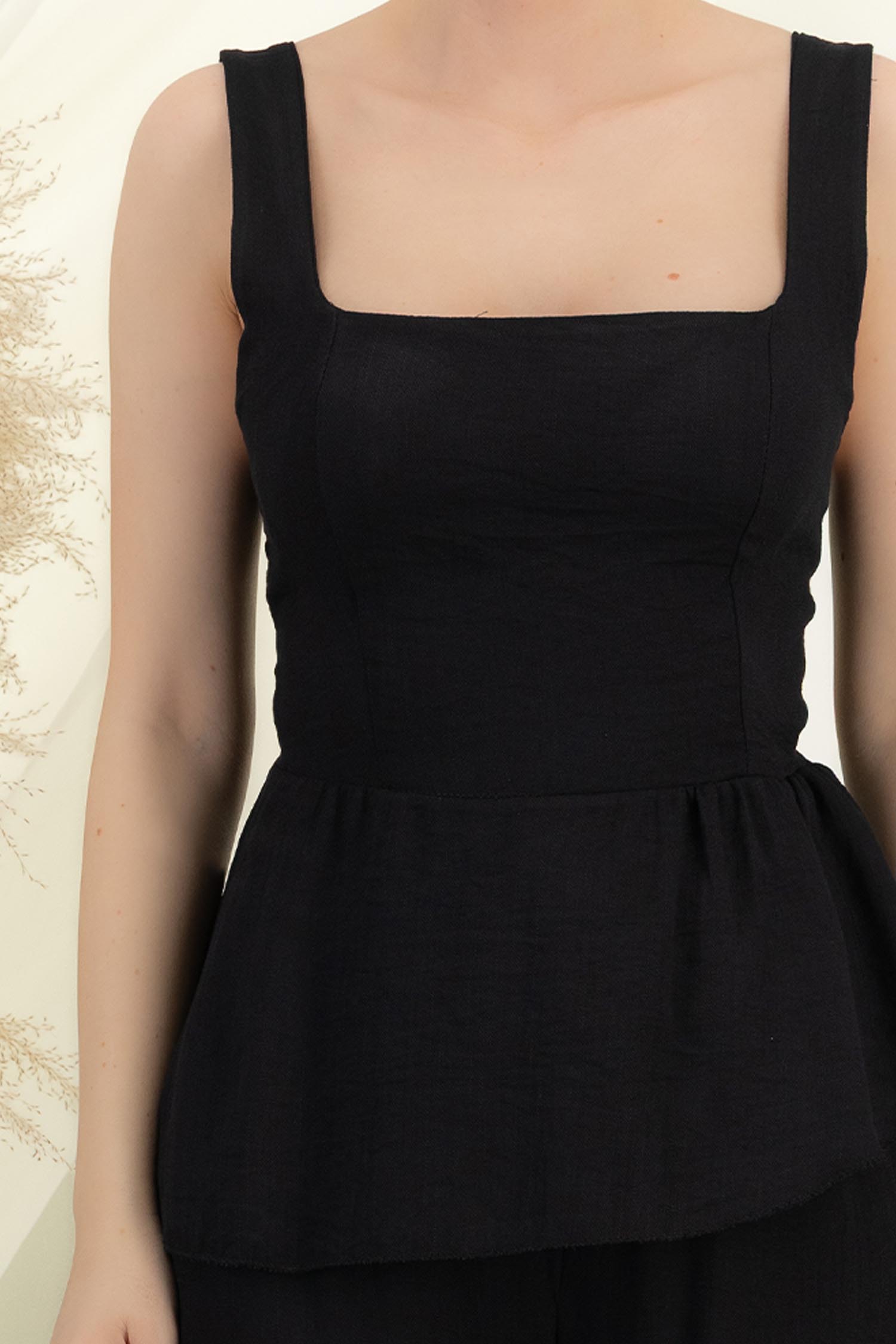 Compleu din viscoza neagra cu croi larg si top cu peplum 4 - StarShinerS.ro