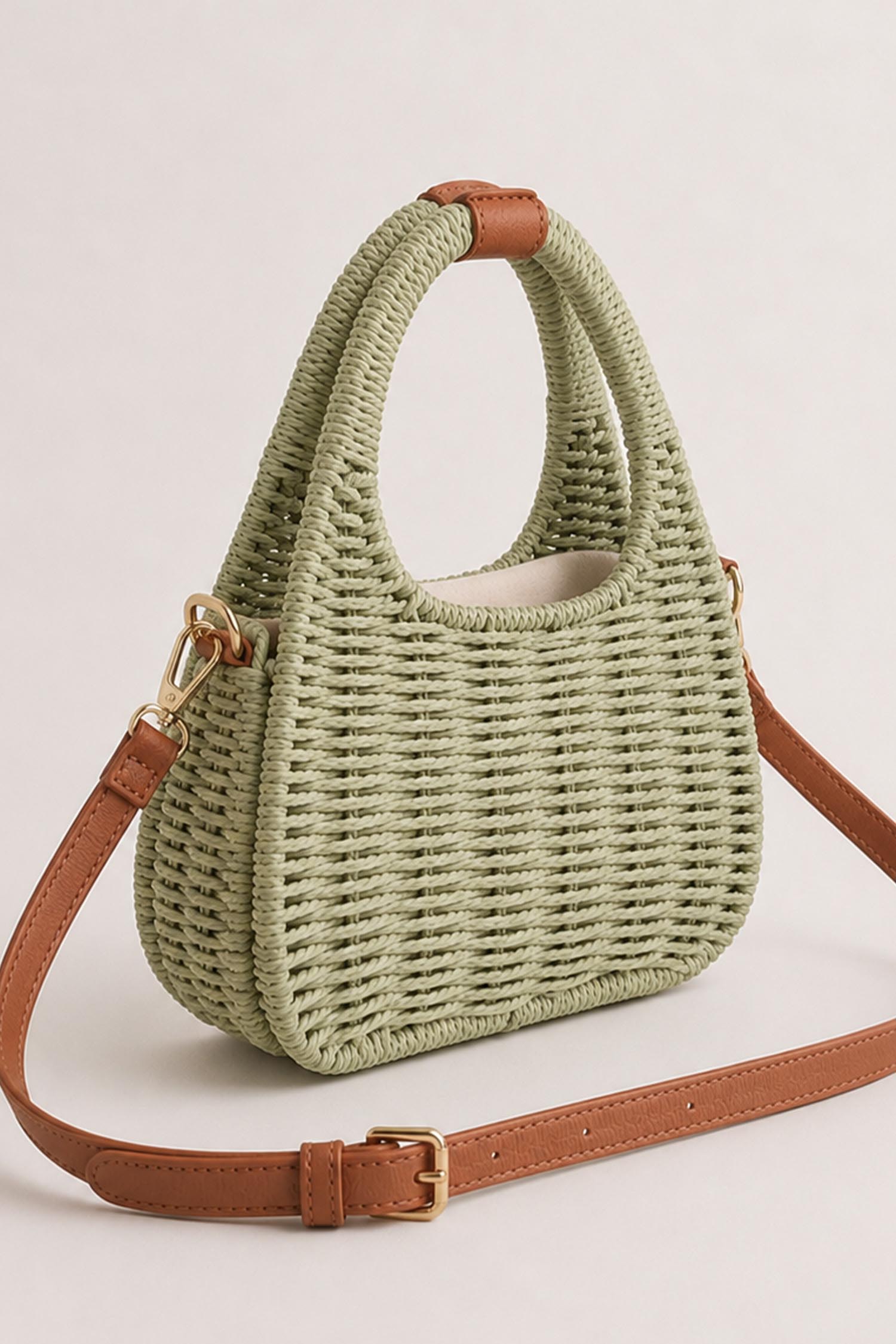 Geanta dama impletita din rayon verde 2 - StarShinerS.ro