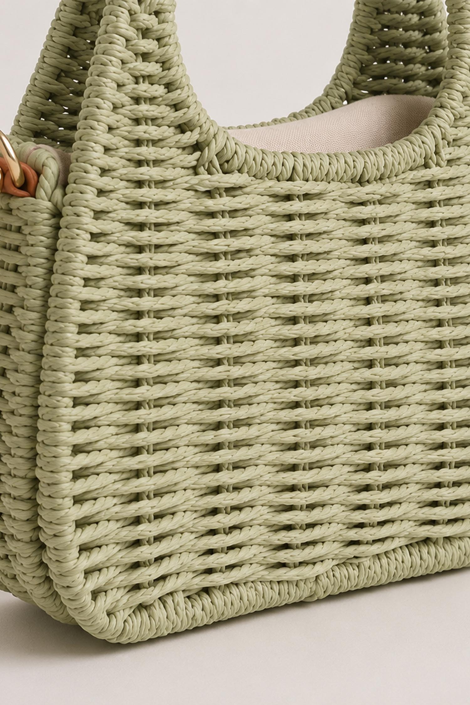 Geanta dama impletita din rayon verde 3 - StarShinerS.ro