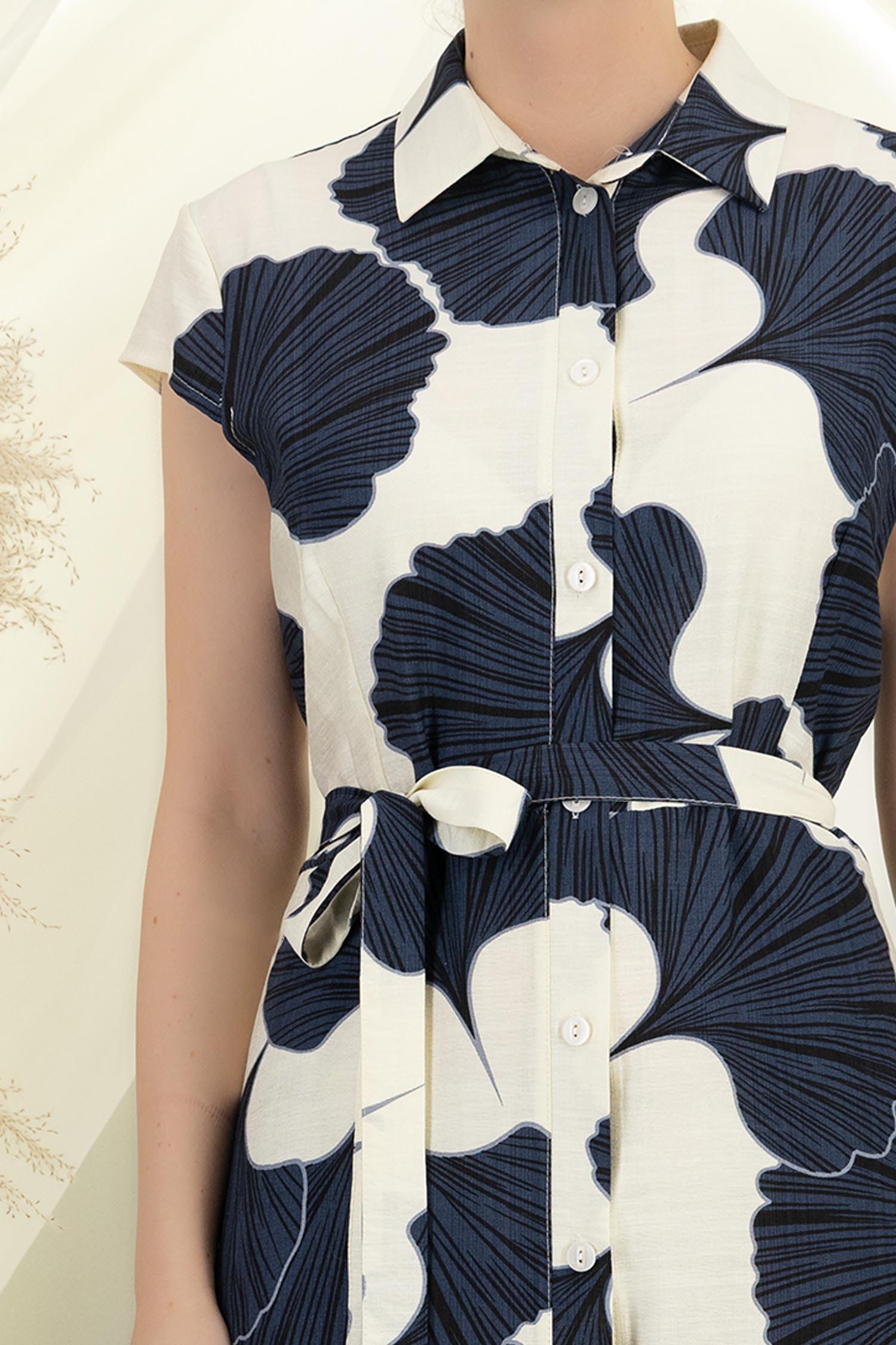 Rochie din in bleumarin lunga cu croi larg si buzunare - StarShinerS 4 - StarShinerS.ro