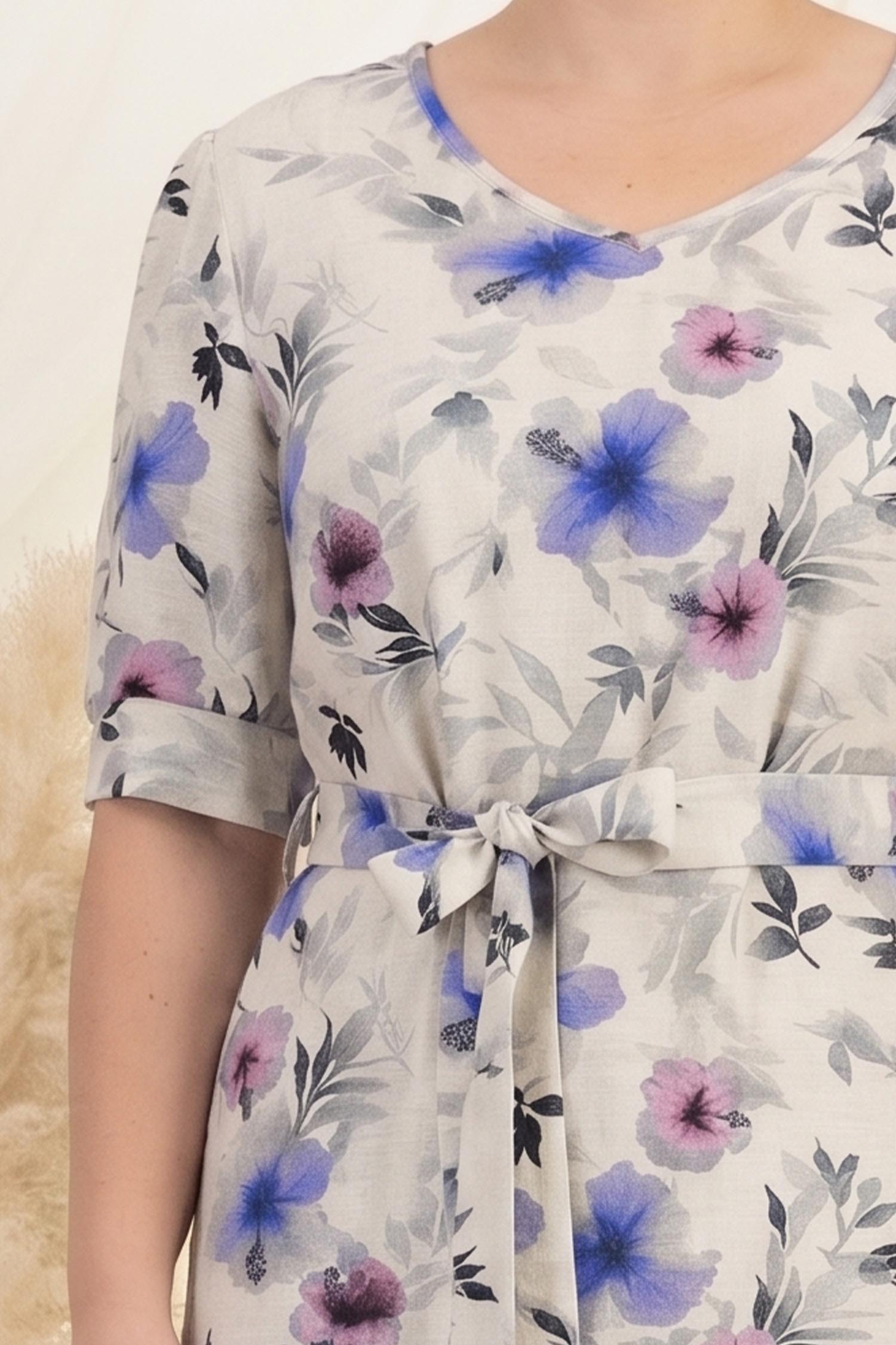 Rochie din in ivoire midi cu croi larg si cordon detasabil - StarShinerS 4 - StarShinerS.ro