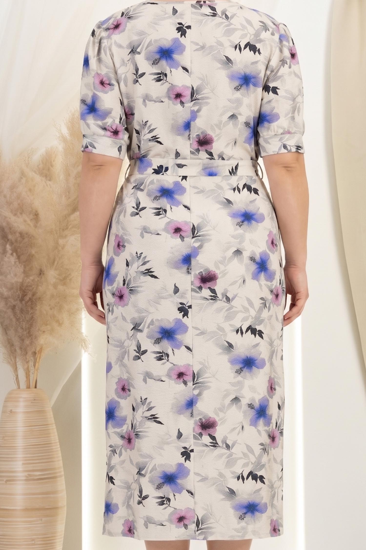 Rochie din in ivoire midi cu croi larg si cordon detasabil - StarShinerS 6 - StarShinerS.ro