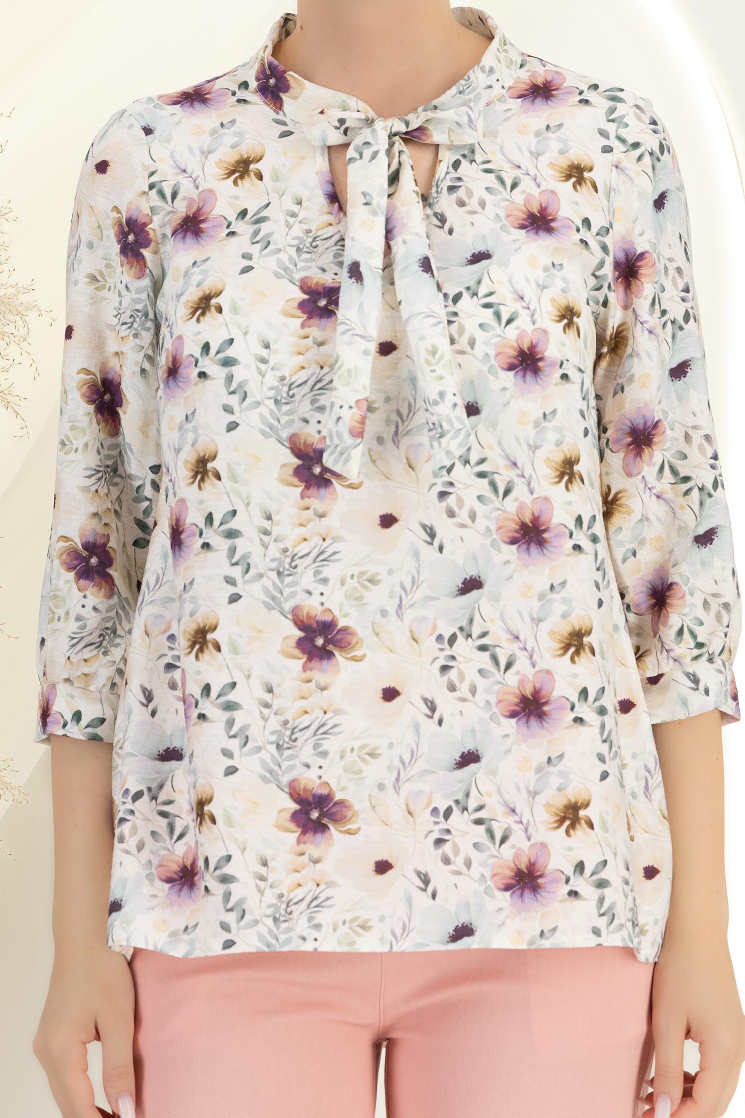 Bluza dama din viscoza ivoire cu croi larg si guler tip esarfa - StarShinerS 4 - StarShinerS.ro