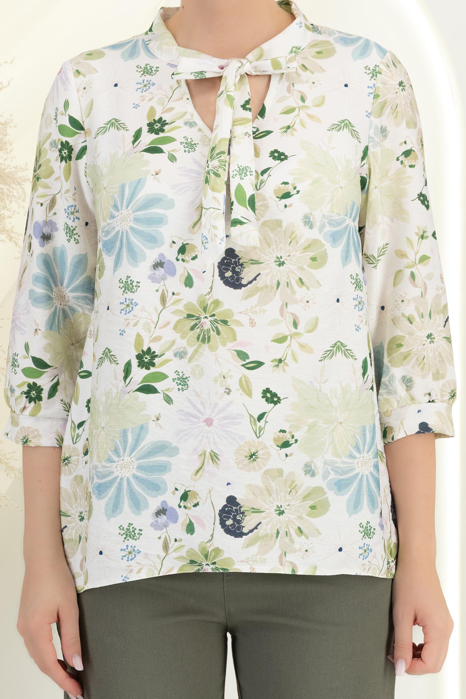 Bluza dama din viscoza verde cu croi larg si guler tip esarfa - StarShinerS 5 - StarShinerS.ro
