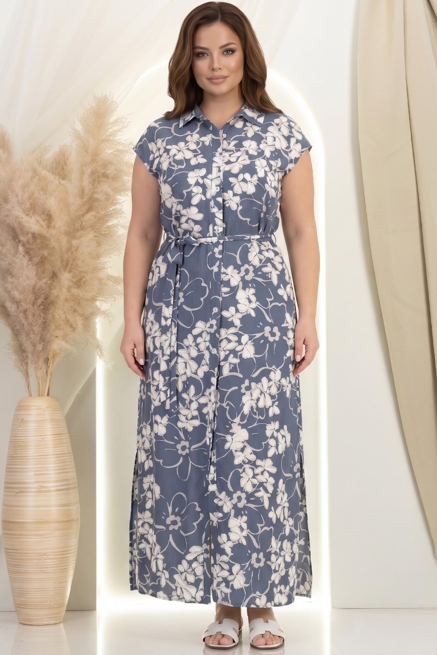 Rochie din viscoza imprimata lunga cu croi larg si buzunare- StarShinerS 2 - StarShinerS.ro