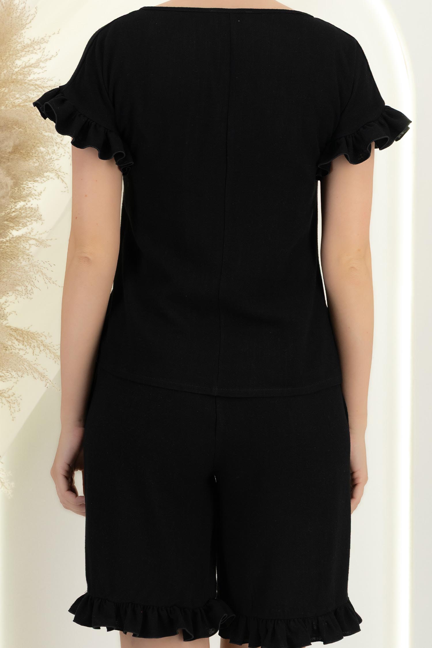 Bluza dama cu maneca scurta din viscoza si in neagra cu volanase - StarShinerS 4 - StarShinerS.ro