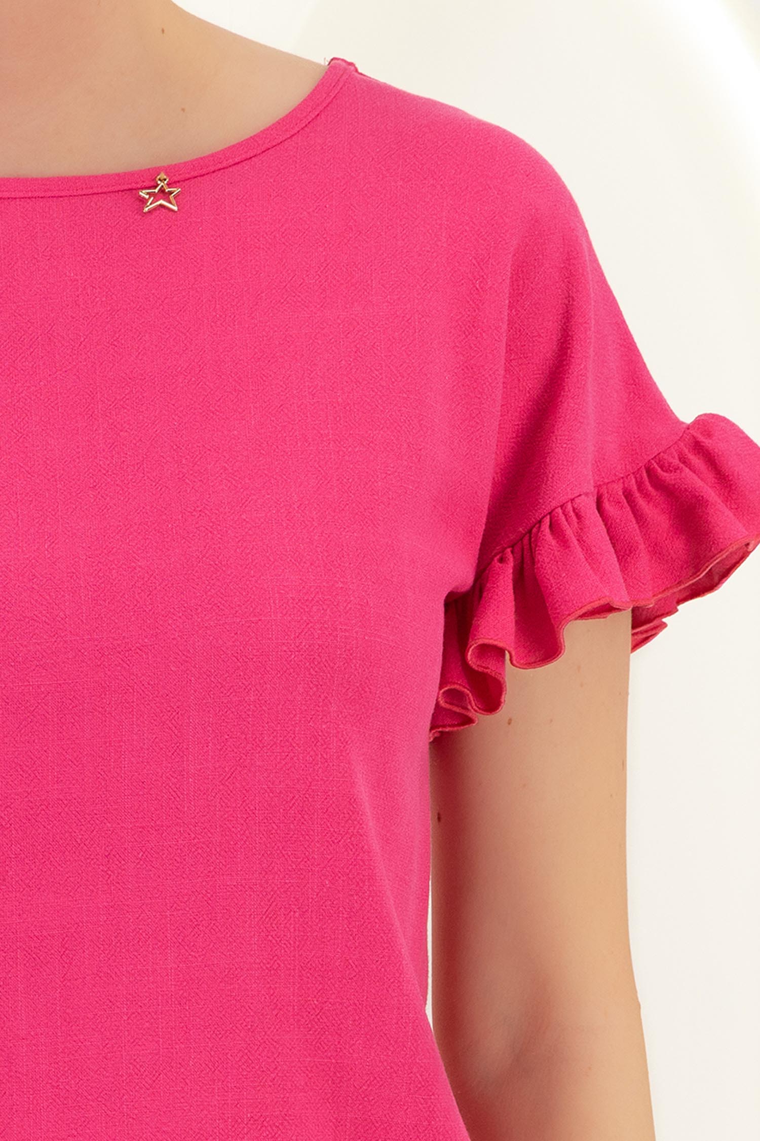 Bluza dama cu maneca scurta din viscoza si in fuchsia cu volanase - StarShinerS 4 - StarShinerS.ro