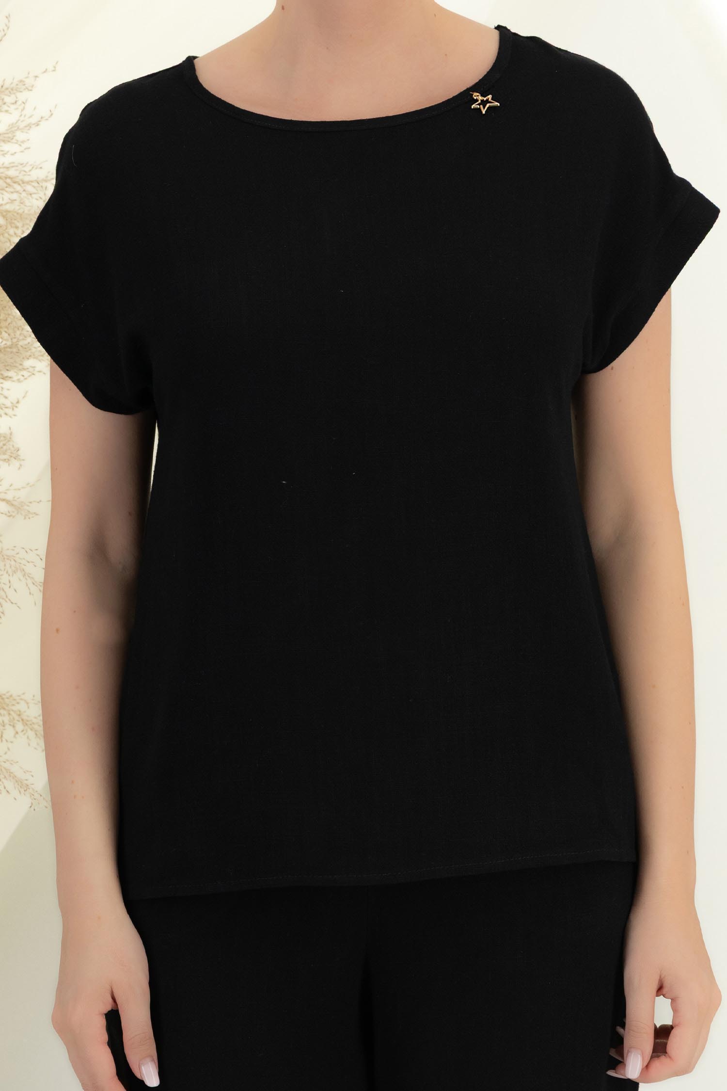 Bluza dama din viscoza si in negri cu maneca scurta - StarShinerS 3 - StarShinerS.ro