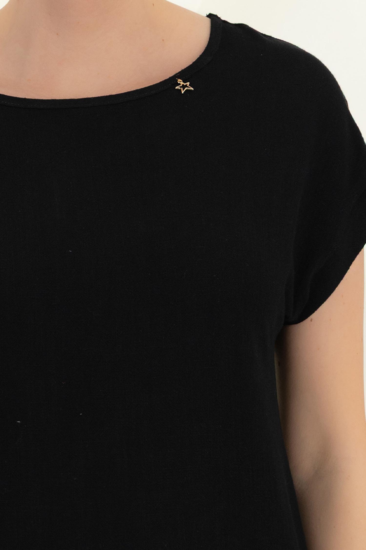 Bluza dama din viscoza si in negri cu maneca scurta - StarShinerS 2 - StarShinerS.ro