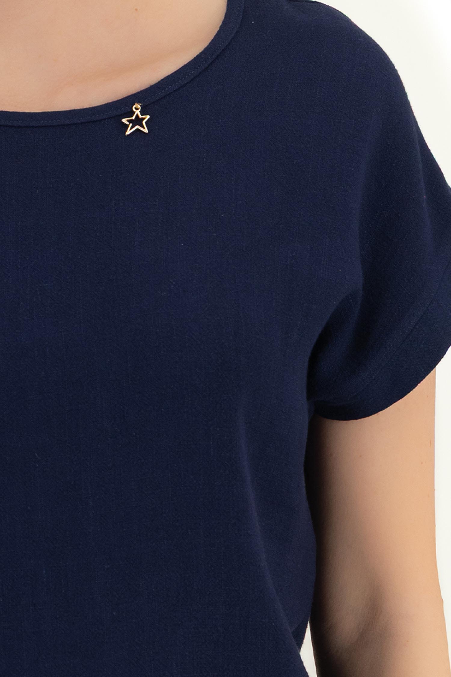 Bluza dama din viscoza si in bleumarin cu maneca scurta - StarShinerS 4 - StarShinerS.ro