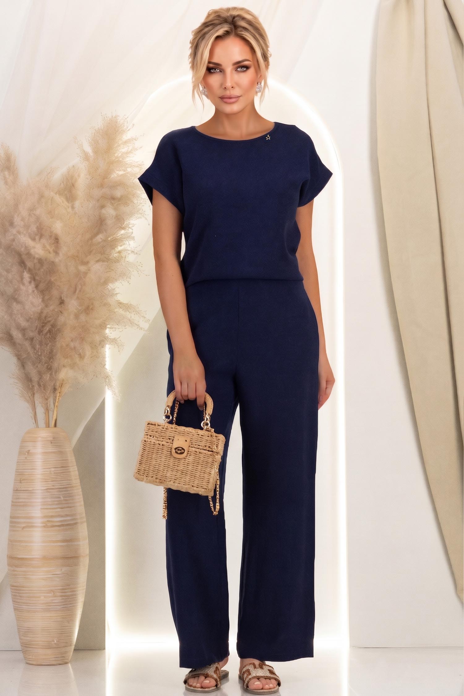 Bluza dama din viscoza si in bleumarin cu maneca scurta - StarShinerS 3 - StarShinerS.ro