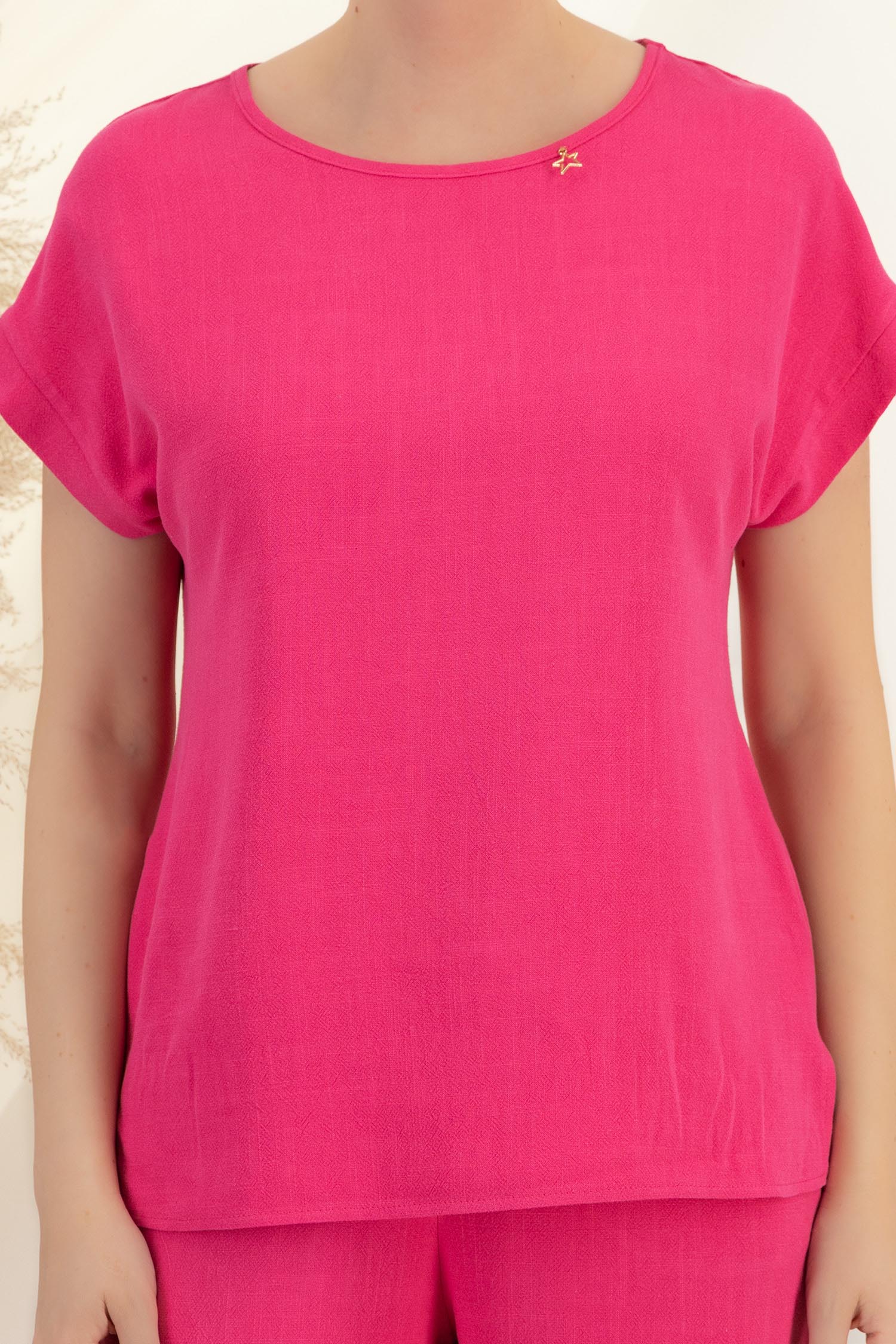 Bluza dama din viscoza si in fuchsia cu maneca scurta - StarShinerS 5 - StarShinerS.ro