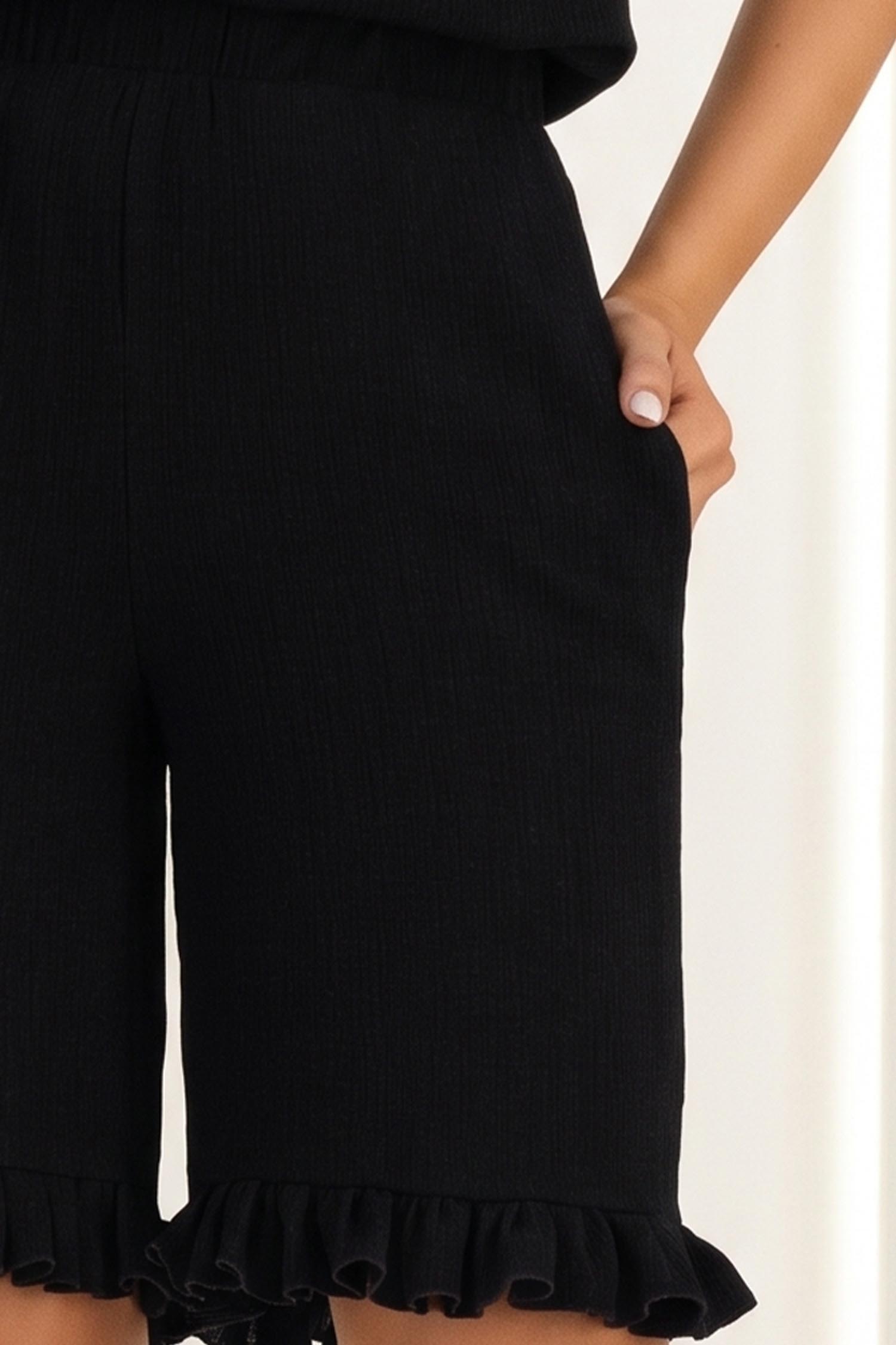 Pantaloni scurti din viscoza si in negri cu buzunare - StarShinerS 5 - StarShinerS.ro