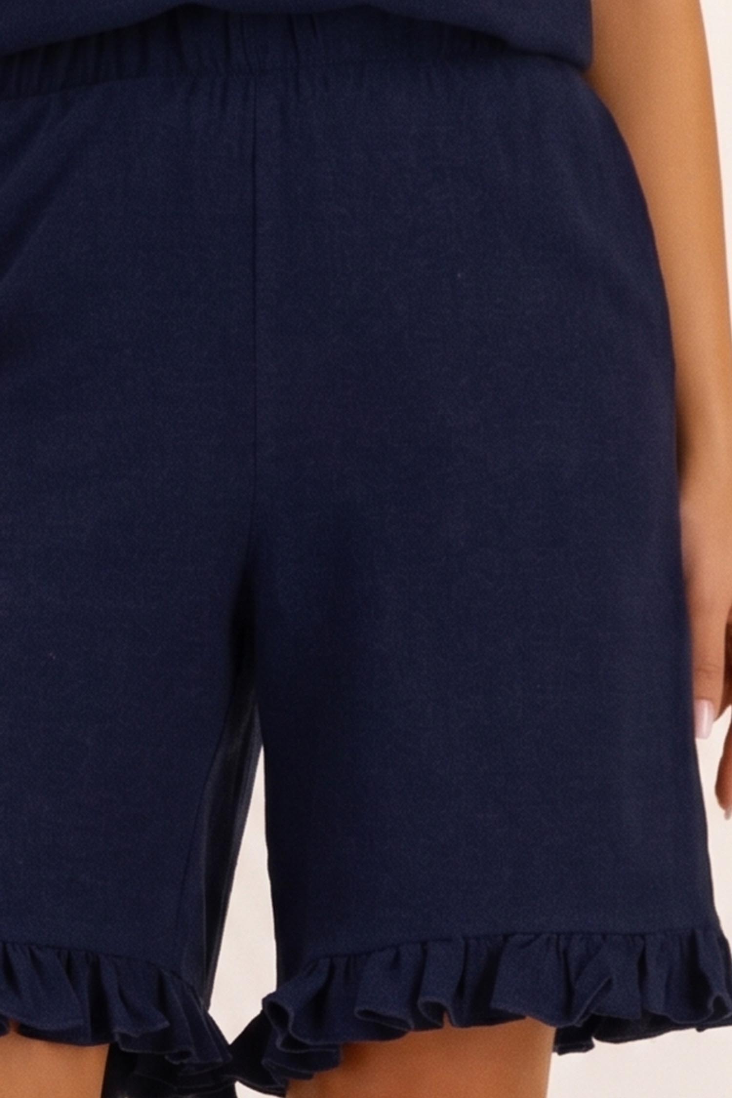 Pantaloni scurti din viscoza si in bleumarin cu buzunare - StarShinerS 5 - StarShinerS.ro
