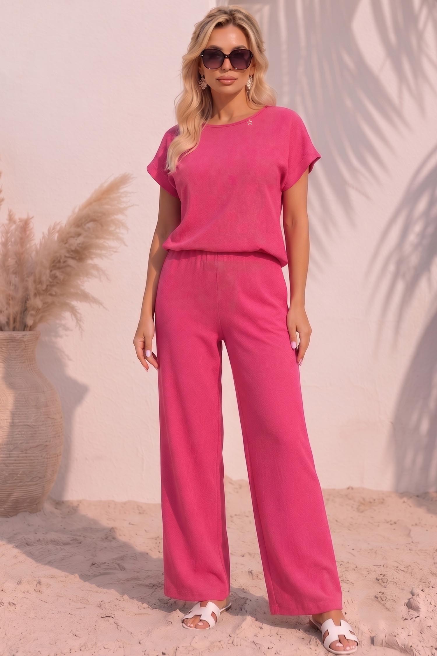Pantaloni fuchsia din viscoza lung larg 2 - StarShinerS.ro