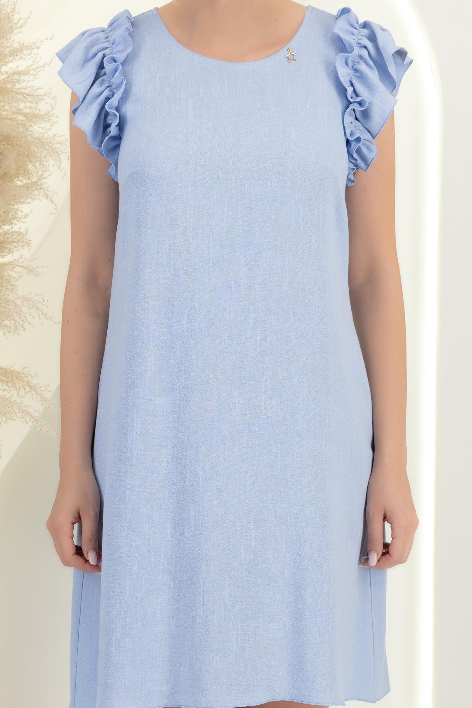 Rochie din viscoza si in albastra-deschis scurta cu croi larg - StarShinerS 3 - StarShinerS.ro