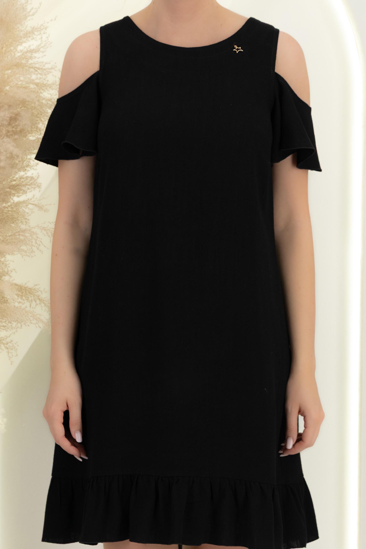 Rochie din viscoza si in neagra scurta cu croi larg si umeri decupati - StarShinerS 4 - StarShinerS.ro