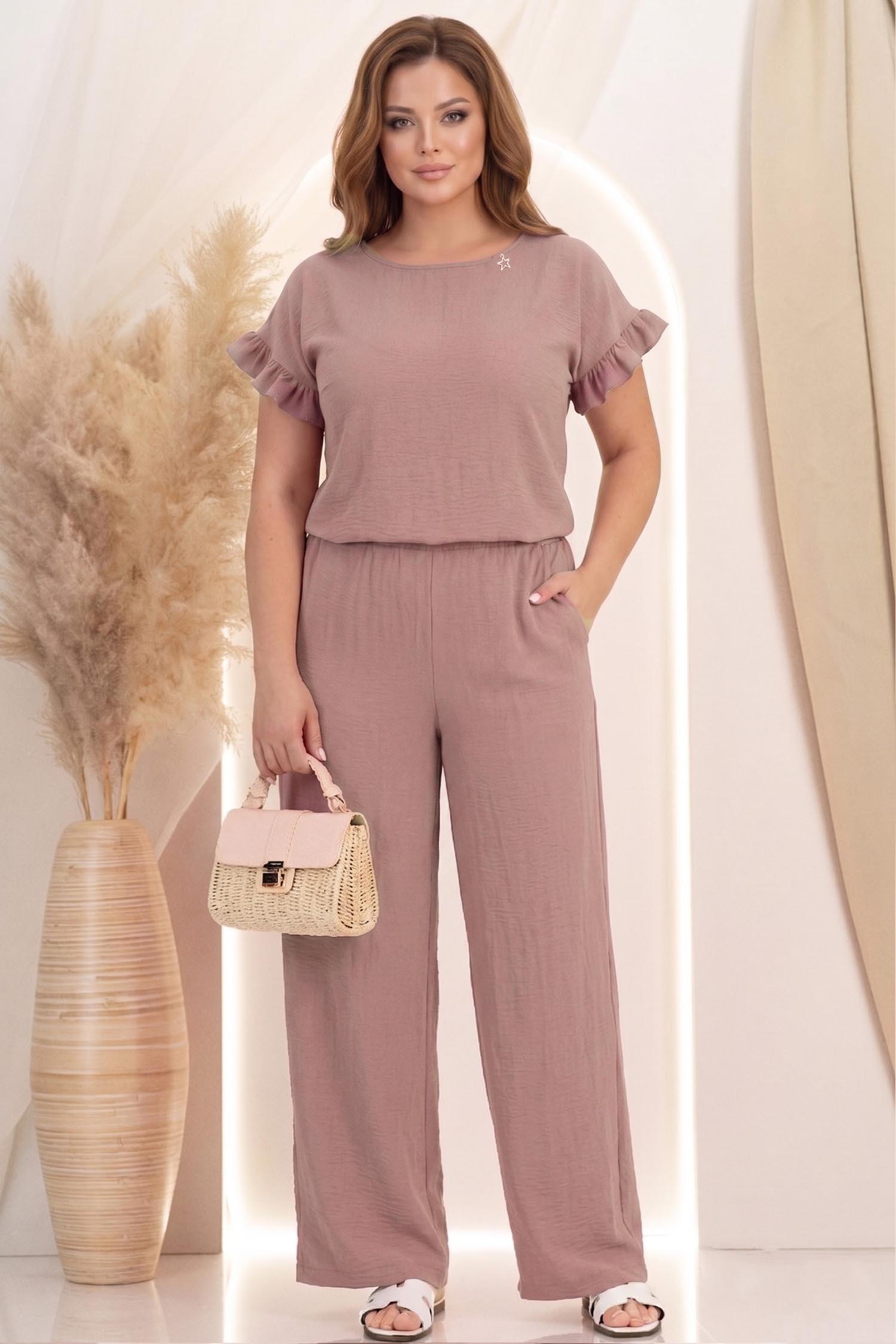 Pantaloni din viscoza si in mocha lungi cu buzunare- StarShinerS 1 - StarShinerS.ro