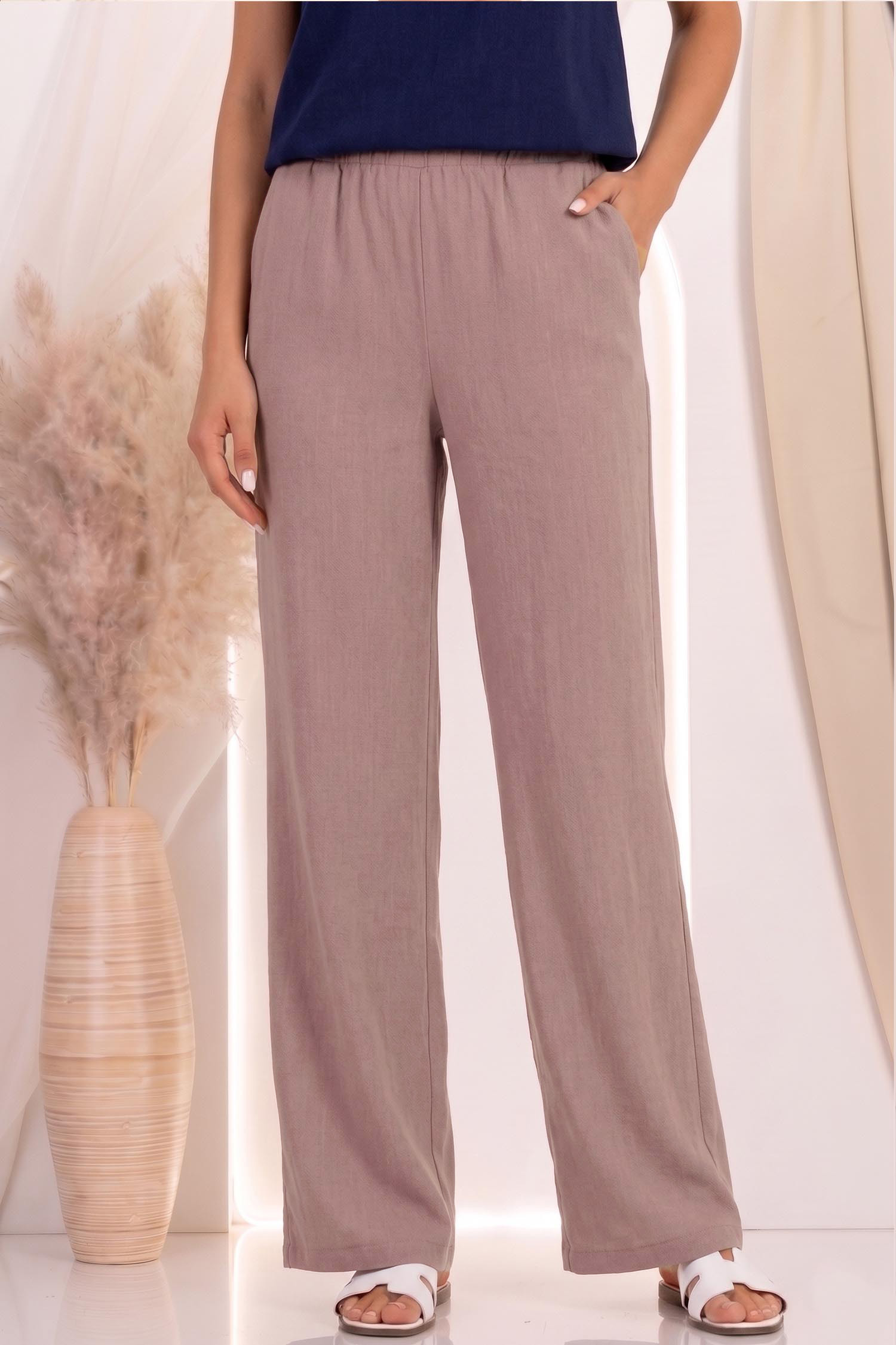 Pantaloni din viscoza si in mocha lungi cu buzunare- StarShinerS 2 - StarShinerS.ro