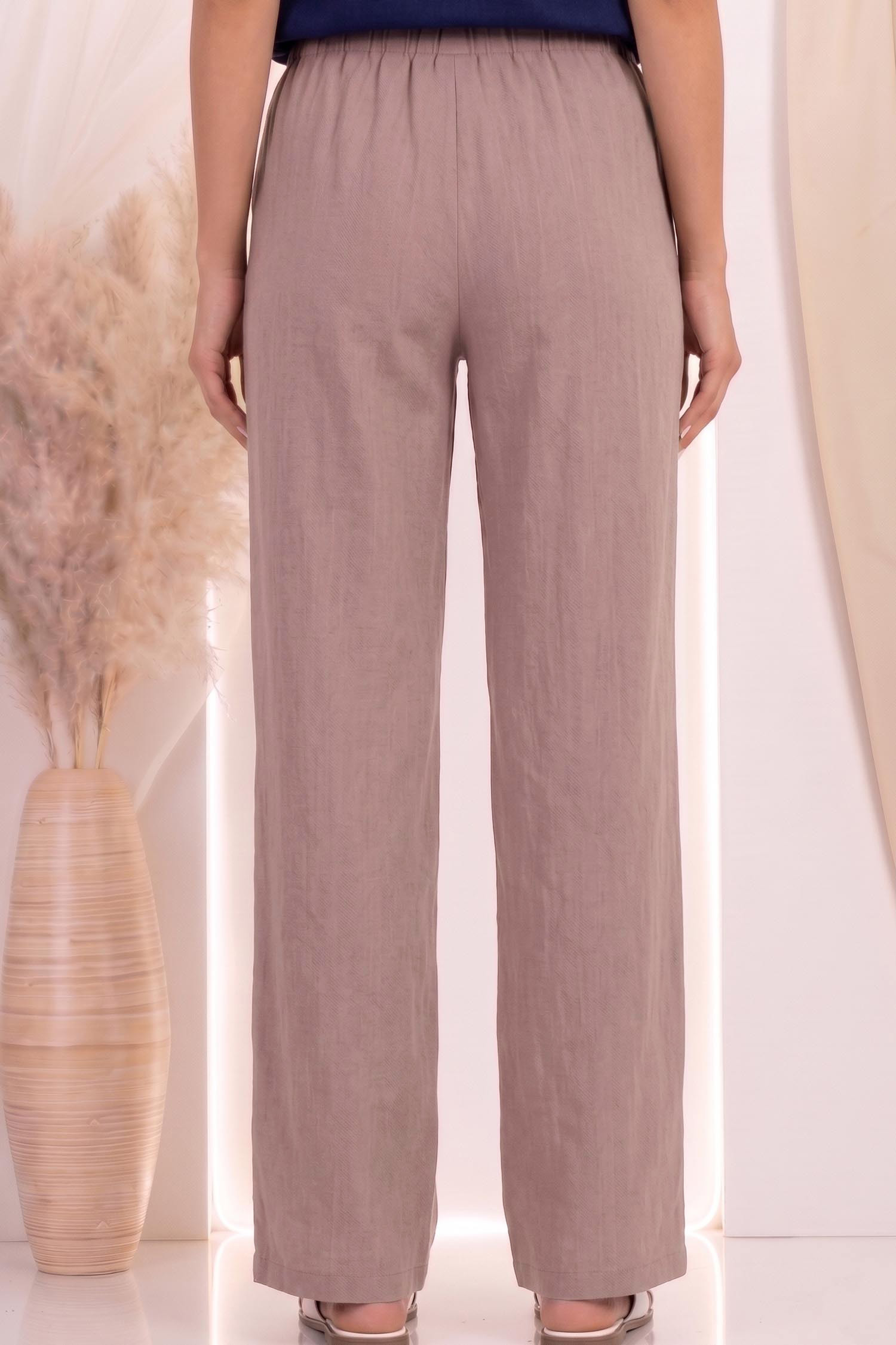 Pantaloni din viscoza si in mocha lungi cu buzunare- StarShinerS 4 - StarShinerS.ro