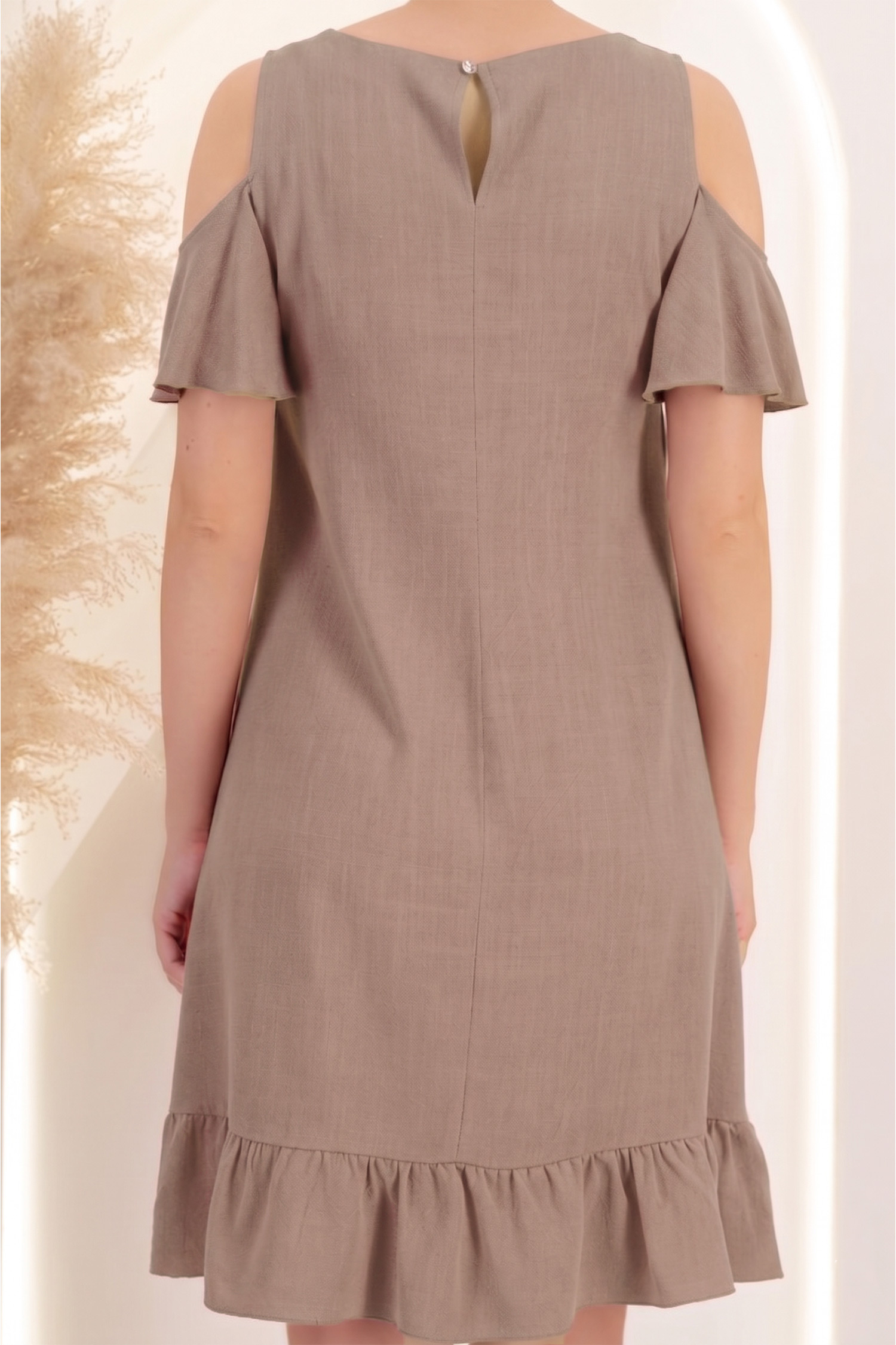 Rochie din viscoza si in mocha scurta cu croi larg si umeri decupati - StarShinerS 6 - StarShinerS.ro