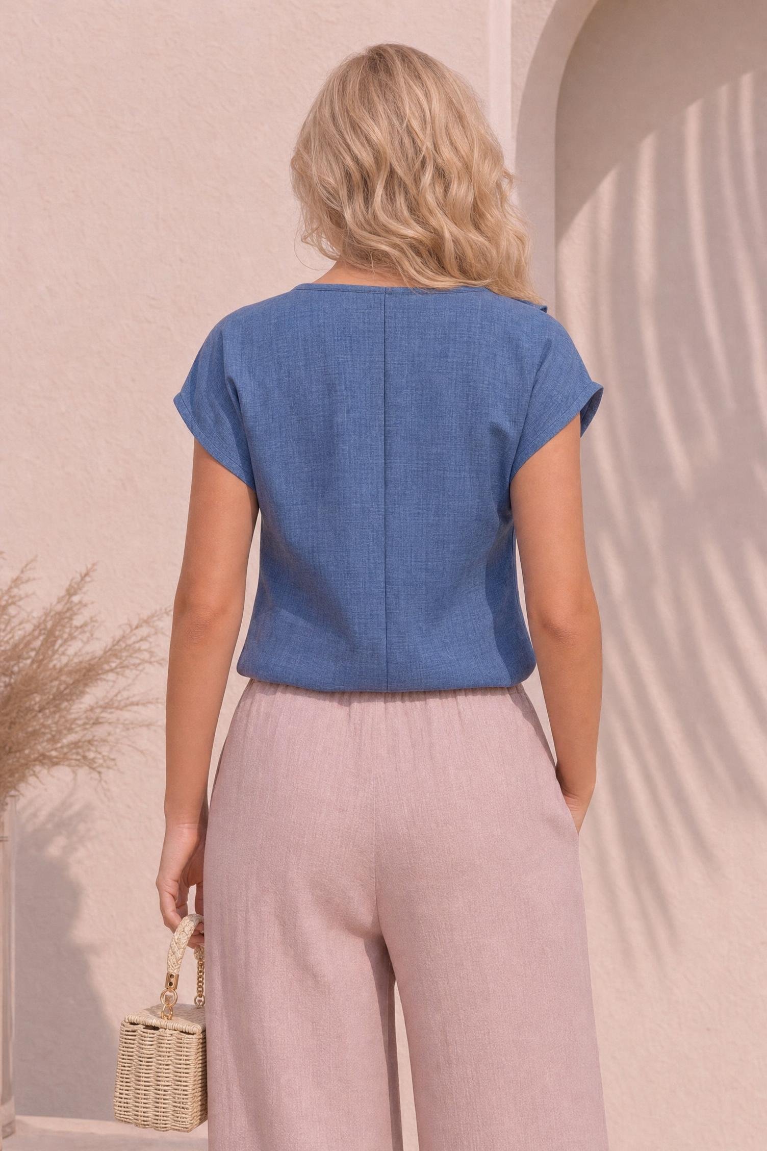 Bluza dama din viscoza si in bleumarin cu un croi larg - StarShinerS 2 - StarShinerS.ro