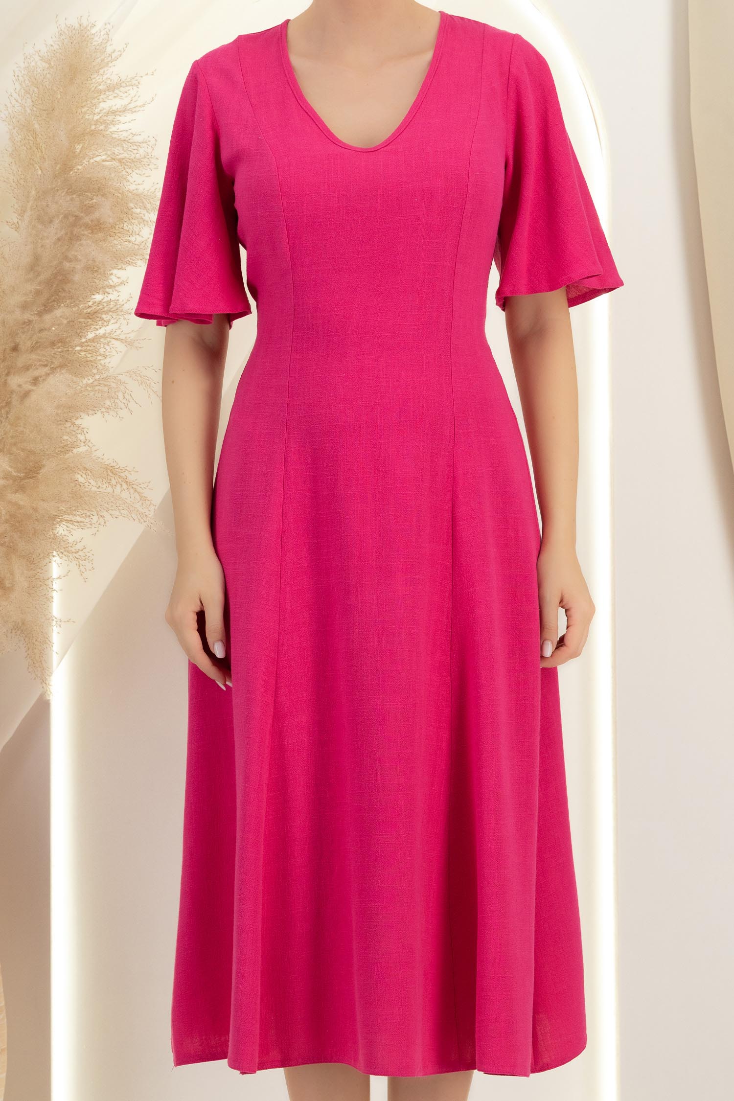 Rochie din viscoza si in fuchsia midi in clini- StarShinerS 5 - StarShinerS.ro