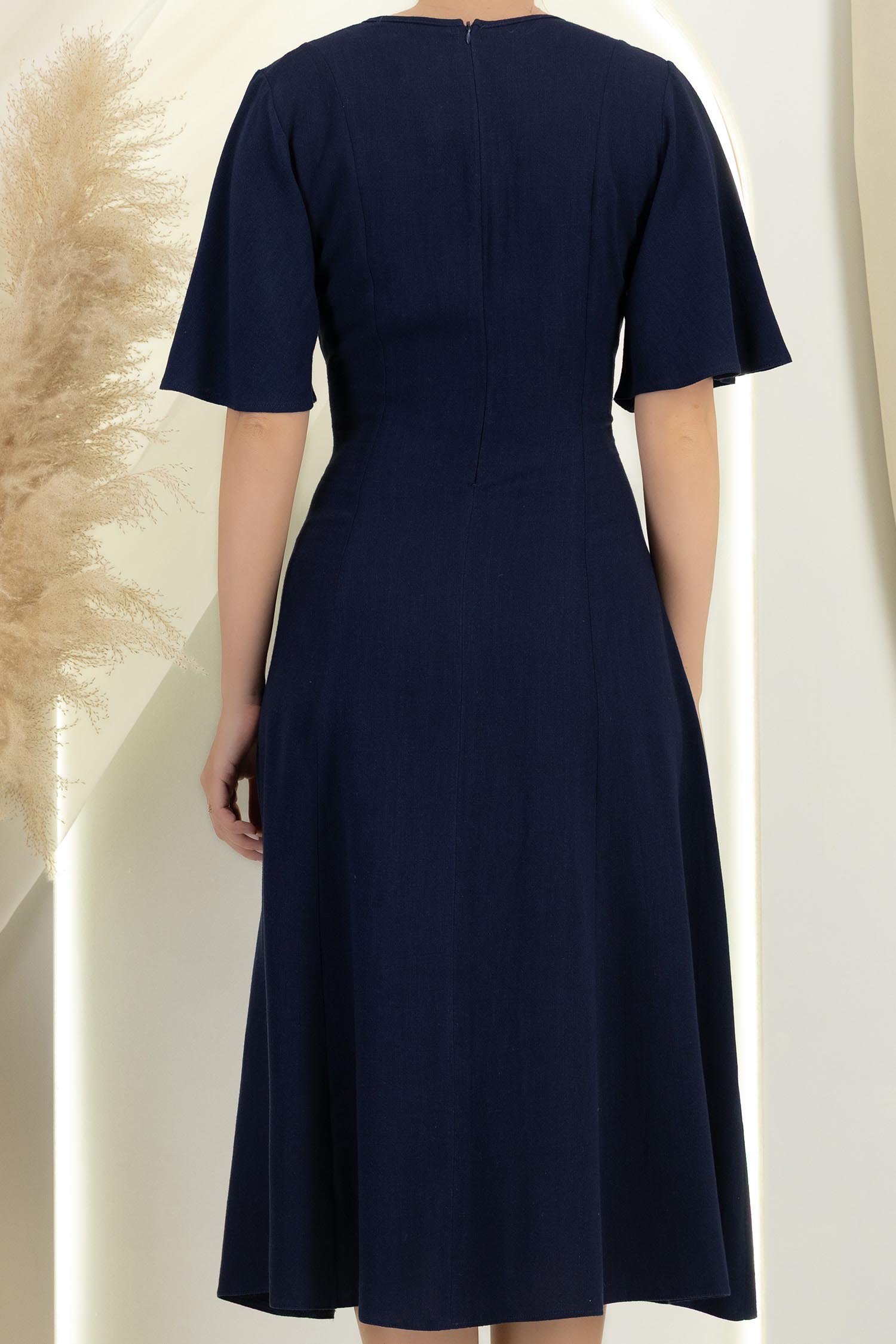 Rochie din viscoza si in bleumarin midi in clini- StarShinerS 6 - StarShinerS.ro