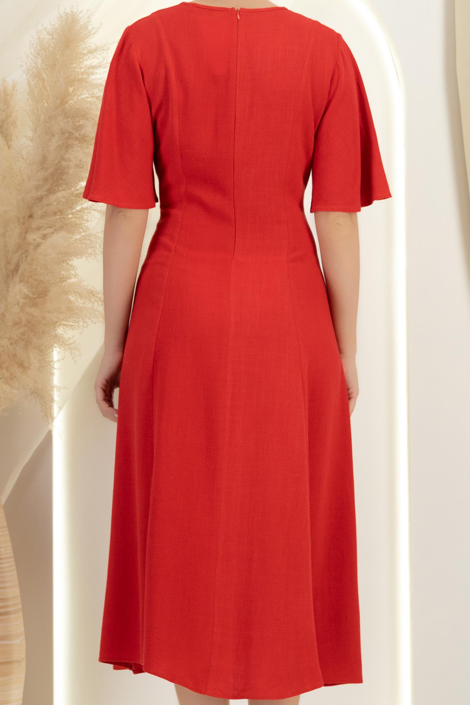 Rochie din viscoza si in rosie midi in clini- StarShinerS 6 - StarShinerS.ro