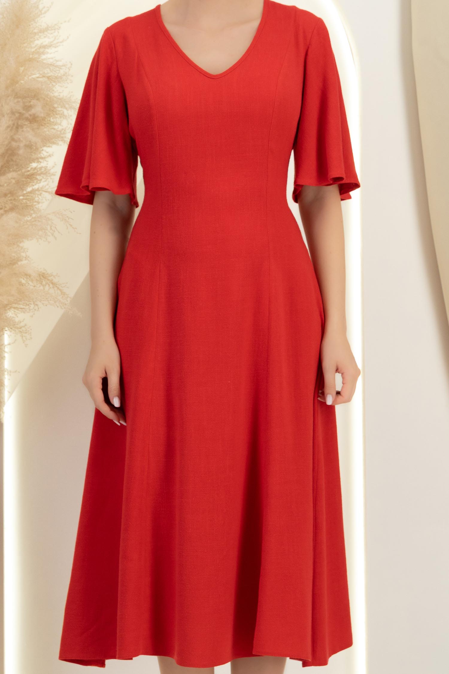 Rochie din viscoza si in rosie midi in clini- StarShinerS 5 - StarShinerS.ro