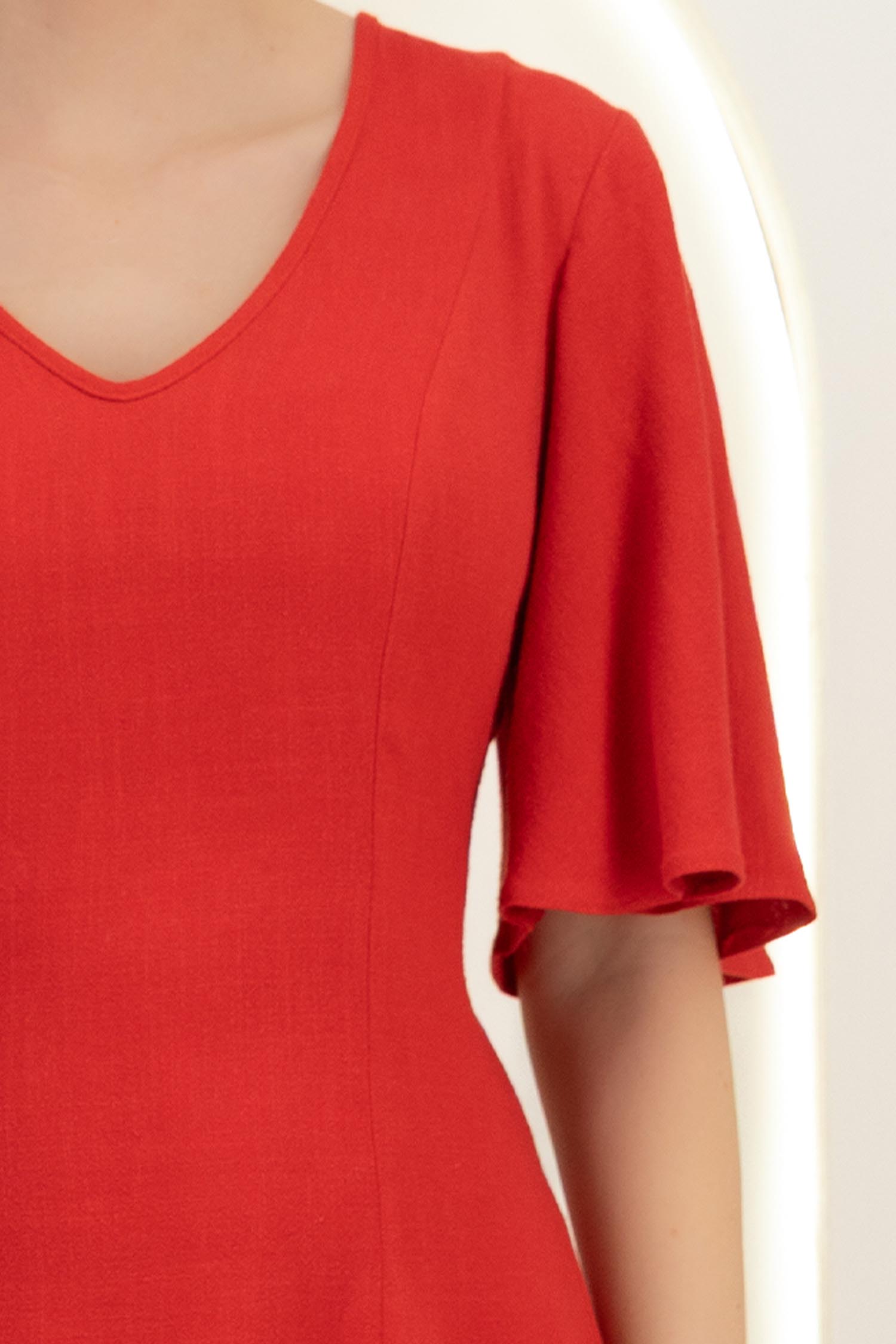 Rochie din viscoza si in rosie midi in clini- StarShinerS 4 - StarShinerS.ro