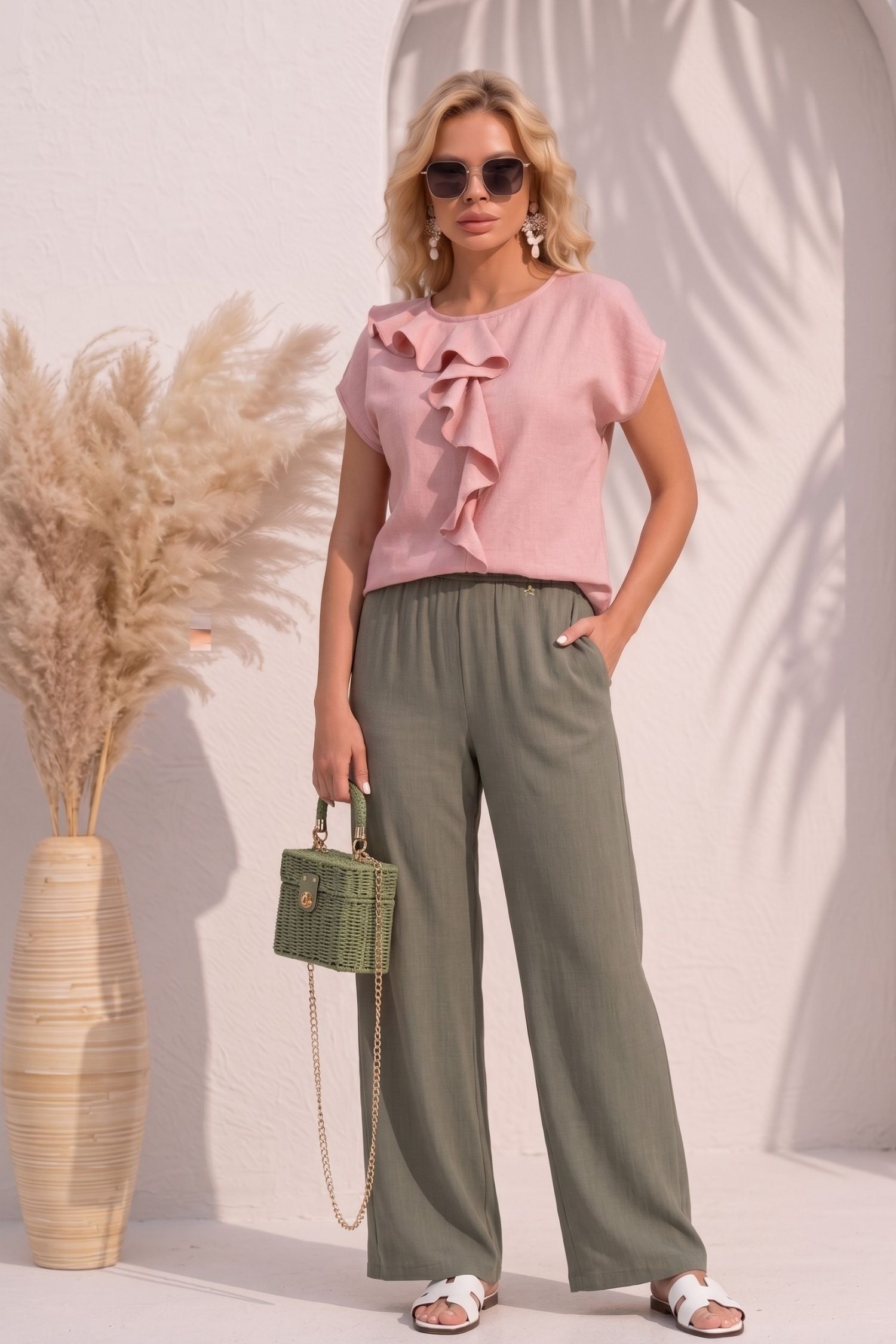 Bluza dama din viscoza si in roz pudra cu un croi larg - StarShinerS 2 - StarShinerS.ro