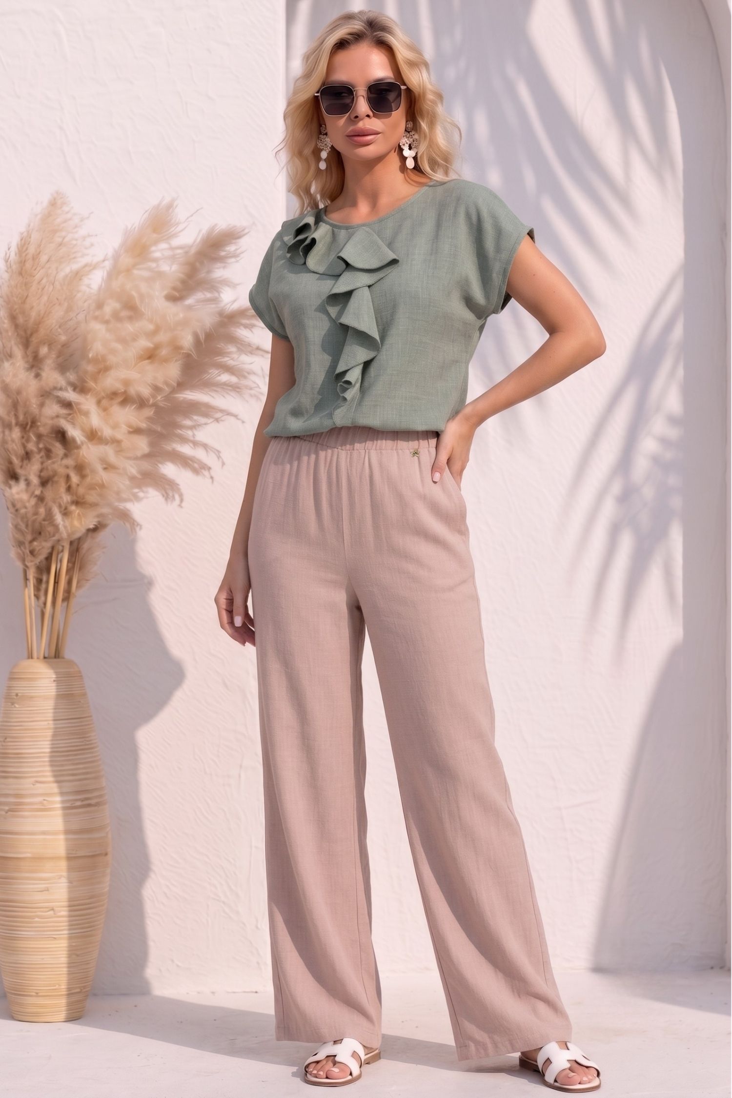 Bluza dama din viscoza si in kaki cu un croi larg - StarShinerS 2 - StarShinerS.ro