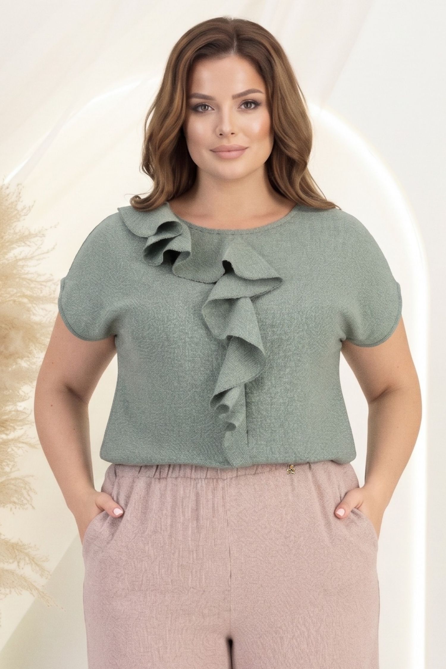 Bluza dama din viscoza si in kaki cu un croi larg - StarShinerS 1 - StarShinerS.ro