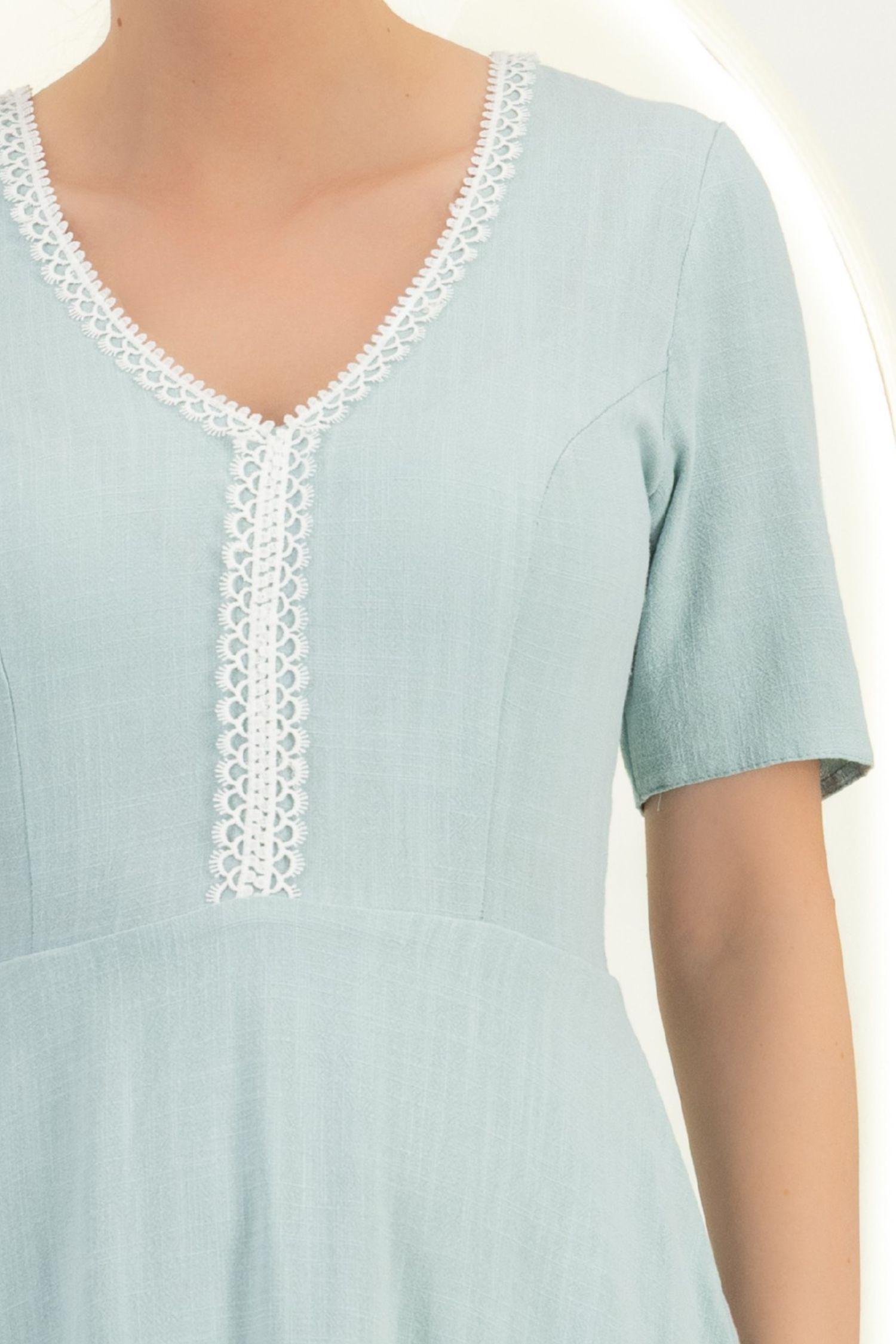 Rochie din viscoza si in mint midi in clos cu buzunare laterale - StarShinerS 3 - StarShinerS.ro