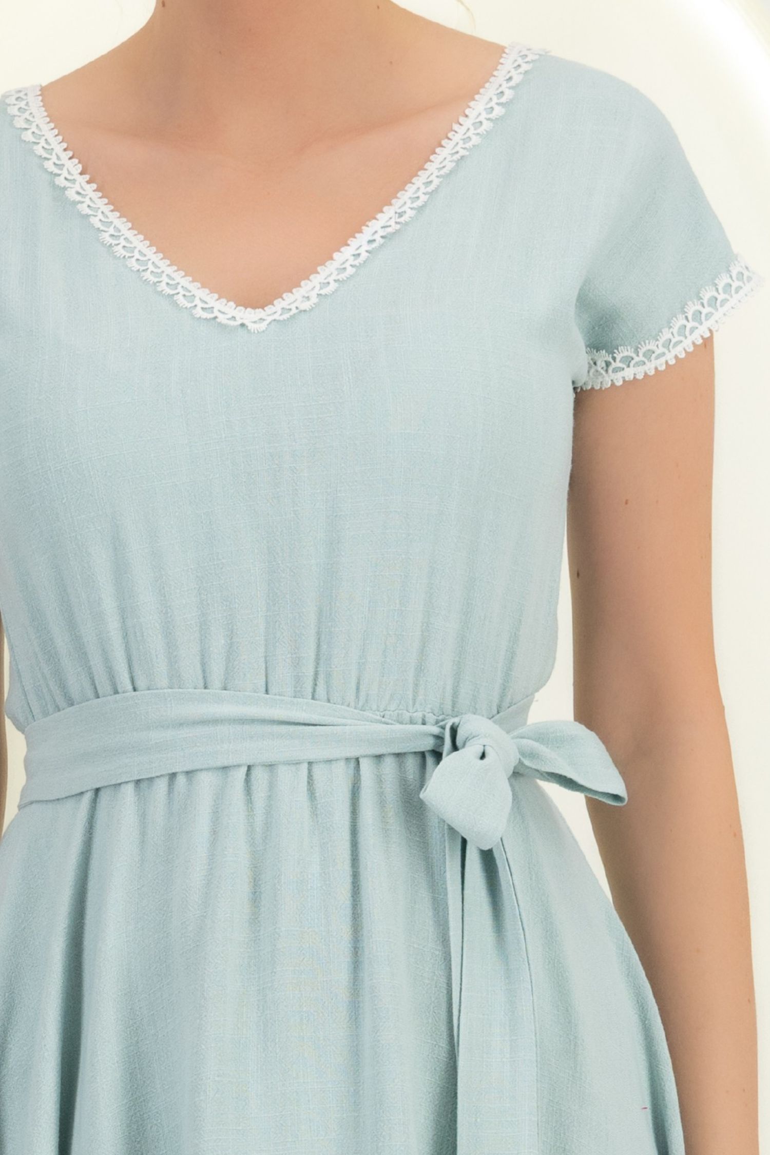 Rochie din viscoza si in mint midi clos cu elastic in talie - StarShinerS 4 - StarShinerS.ro