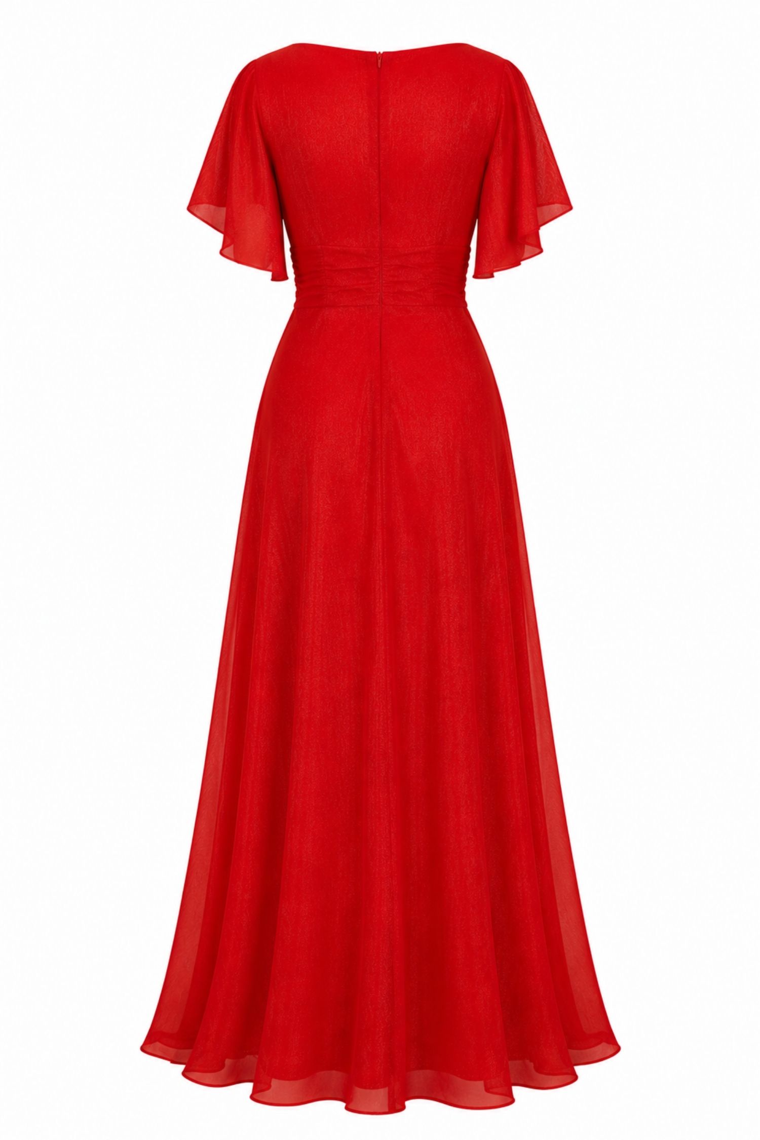Rochie din voal cu sclipici rosie lunga in clos cu brosa florala- StarShinerS 6 - StarShinerS.ro