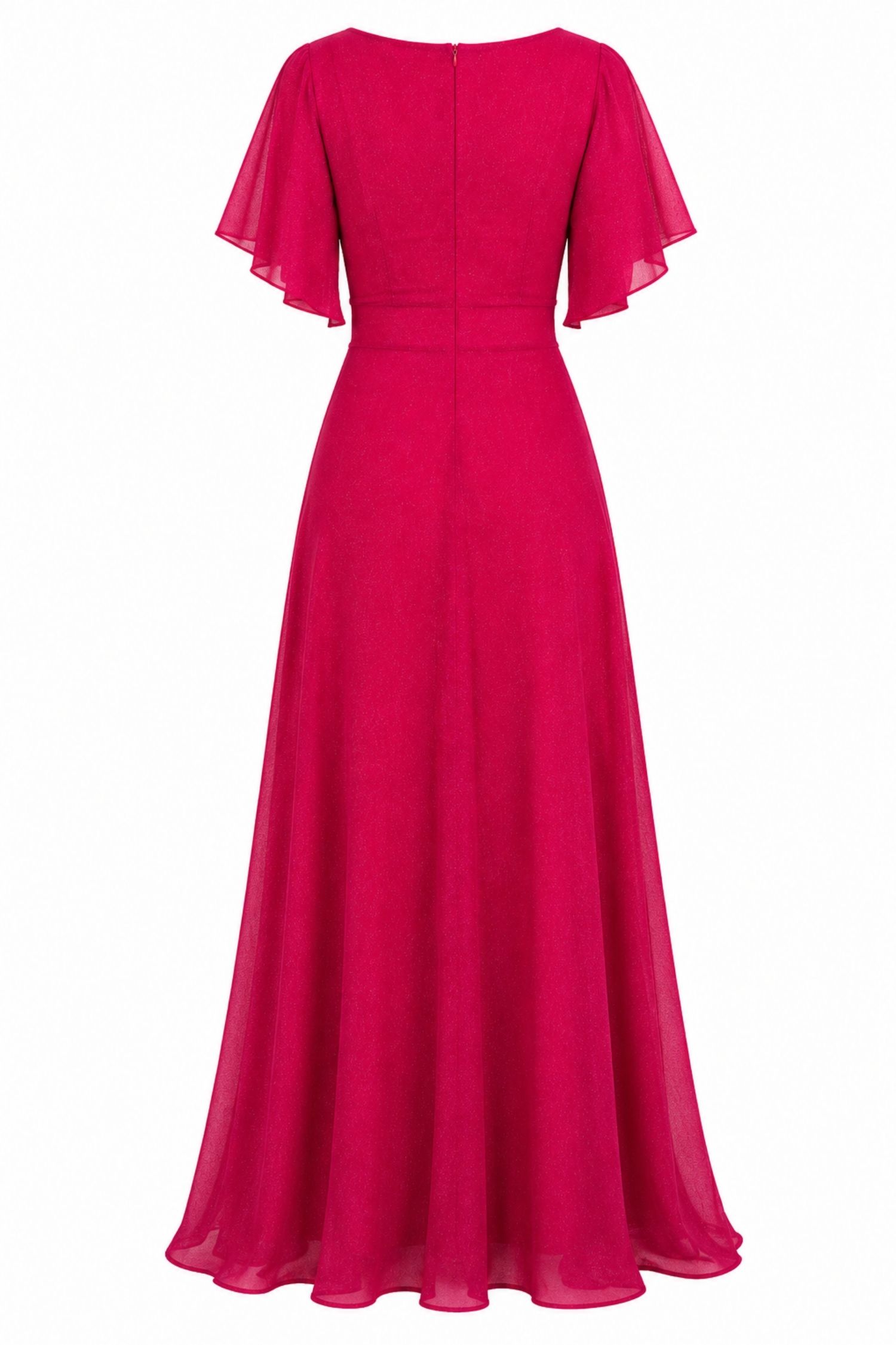 Rochie din voal cu sclipici fuchsia lunga in clos cu brosa florala- StarShinerS 5 - StarShinerS.ro