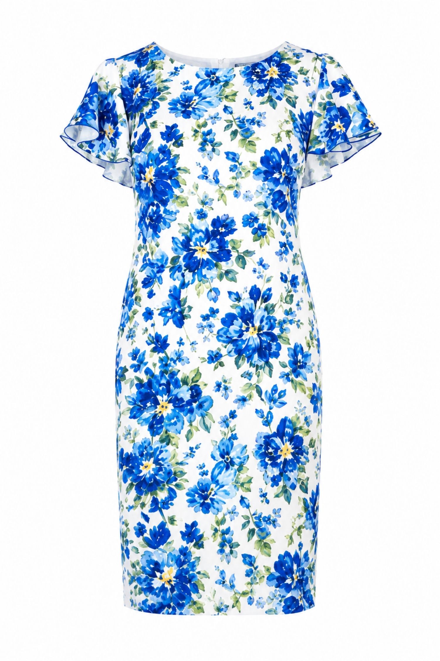 Rochie albastra scurta cu un croi drept si maneci tip fluture - StarShinerS 4 - StarShinerS.ro