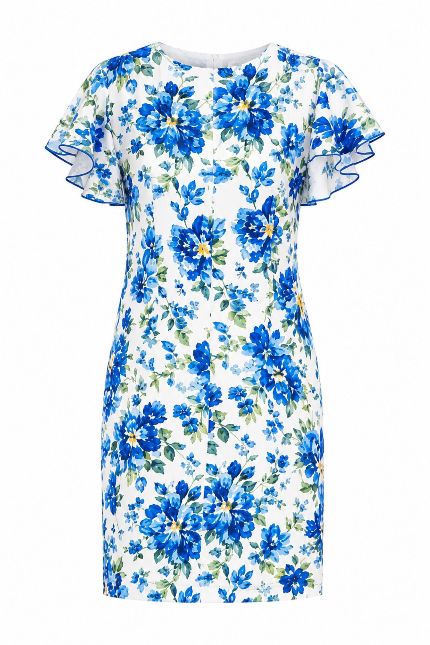 Rochie albastra scurta cu un croi drept si maneci tip fluture - StarShinerS 5 - StarShinerS.ro