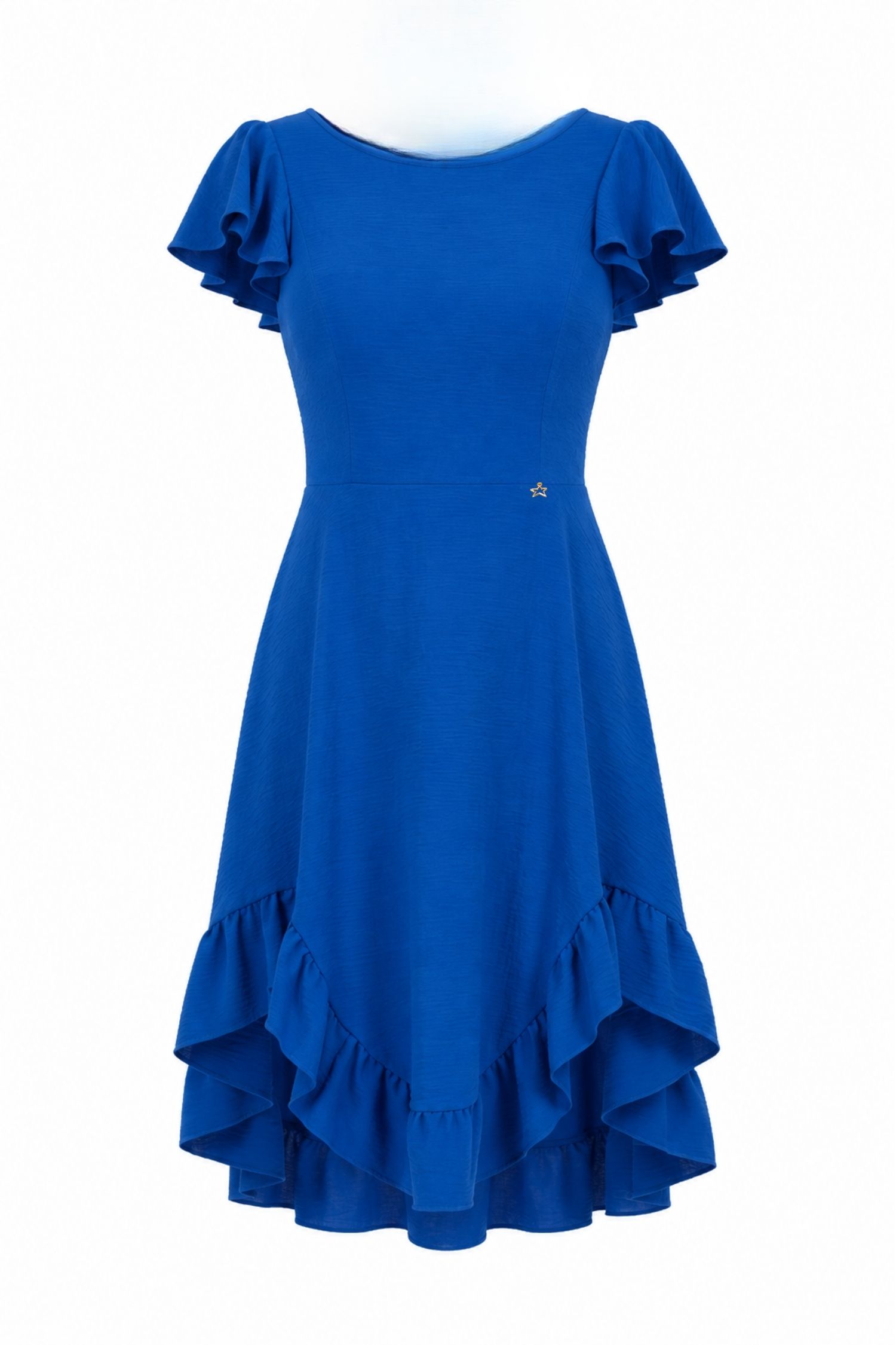 Rochie din viscoza albastra asimetrica in clos - StarShinerS 4 - StarShinerS.ro