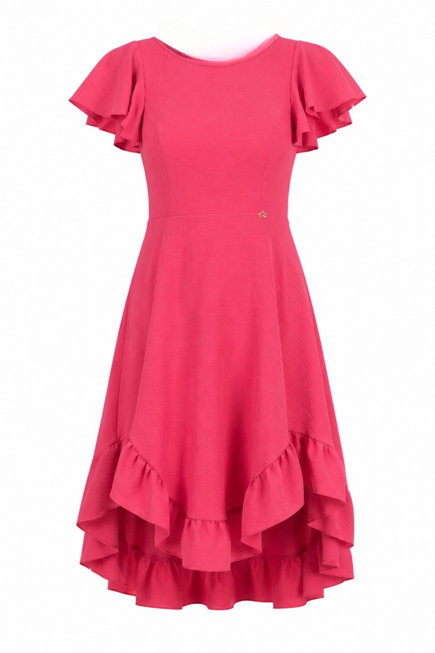 Rochie din viscoza roz asimetrica in clos - StarShinerS 4 - StarShinerS.ro