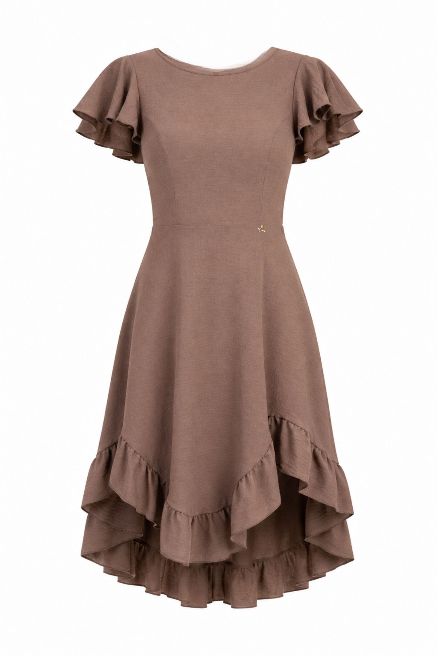 Rochie din viscoza mocha asimetrica in clos - StarShinerS 4 - StarShinerS.ro