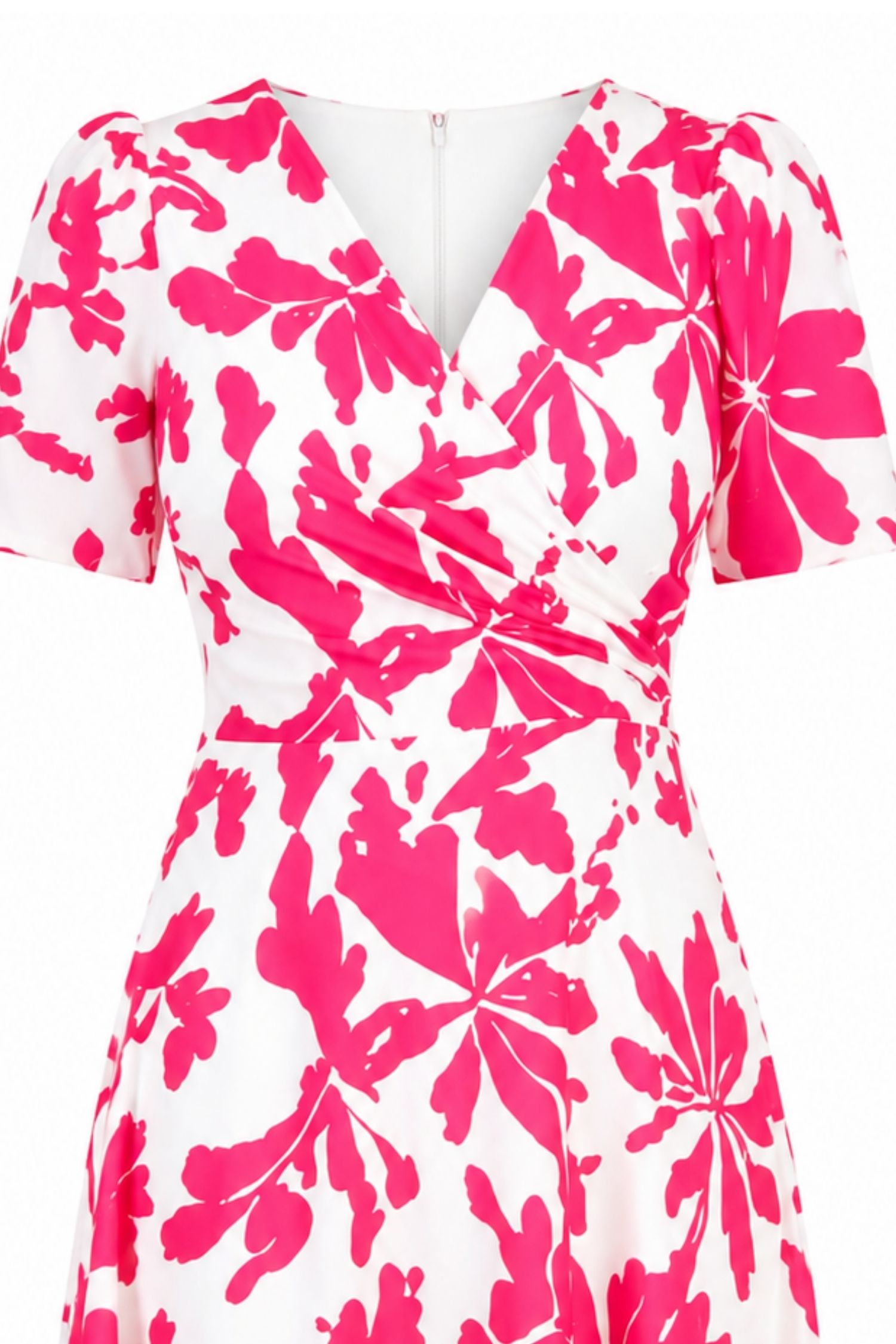 Rochie din material subtire roz midi in clos imprimata floral- StarShinerS 5 - StarShinerS.ro